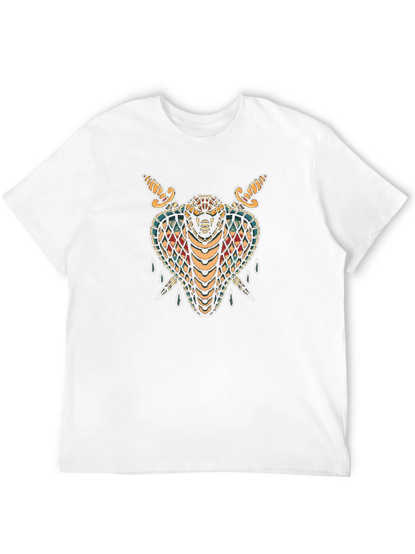 Black T-Shirt with Snake & Swords Graphic