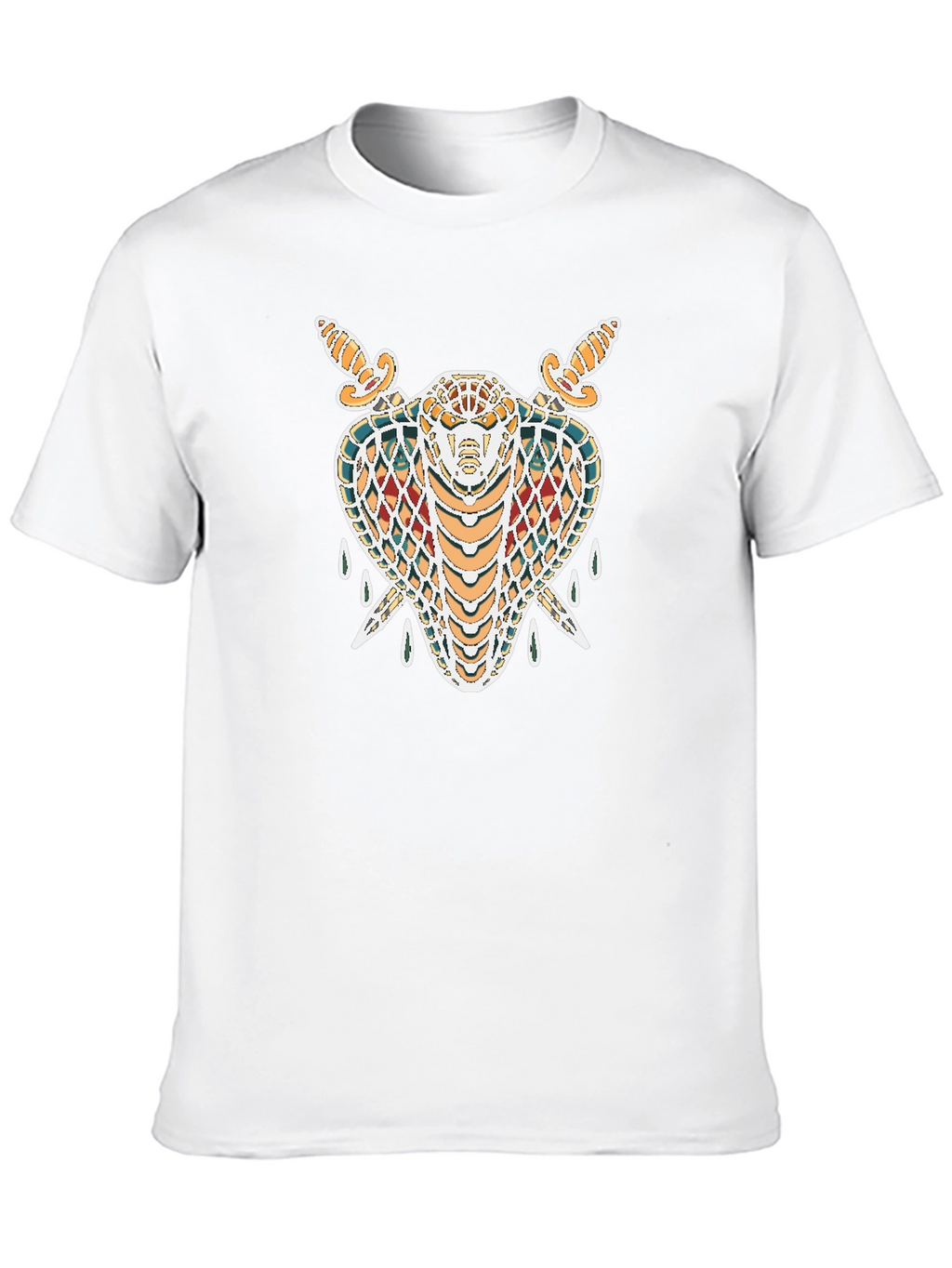Black T-Shirt with Snake & Swords Graphic