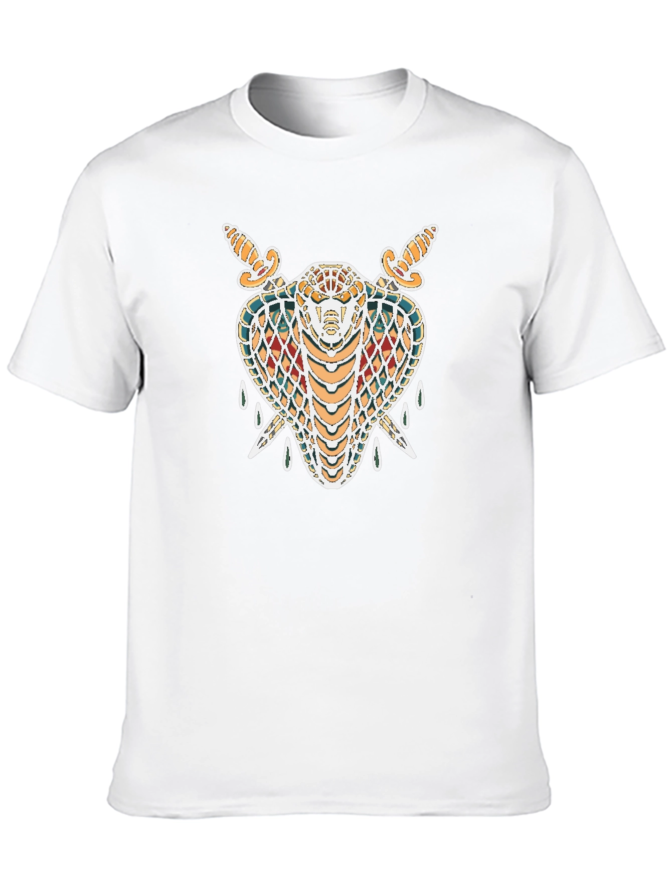 Black T-Shirt with Snake & Swords Graphic