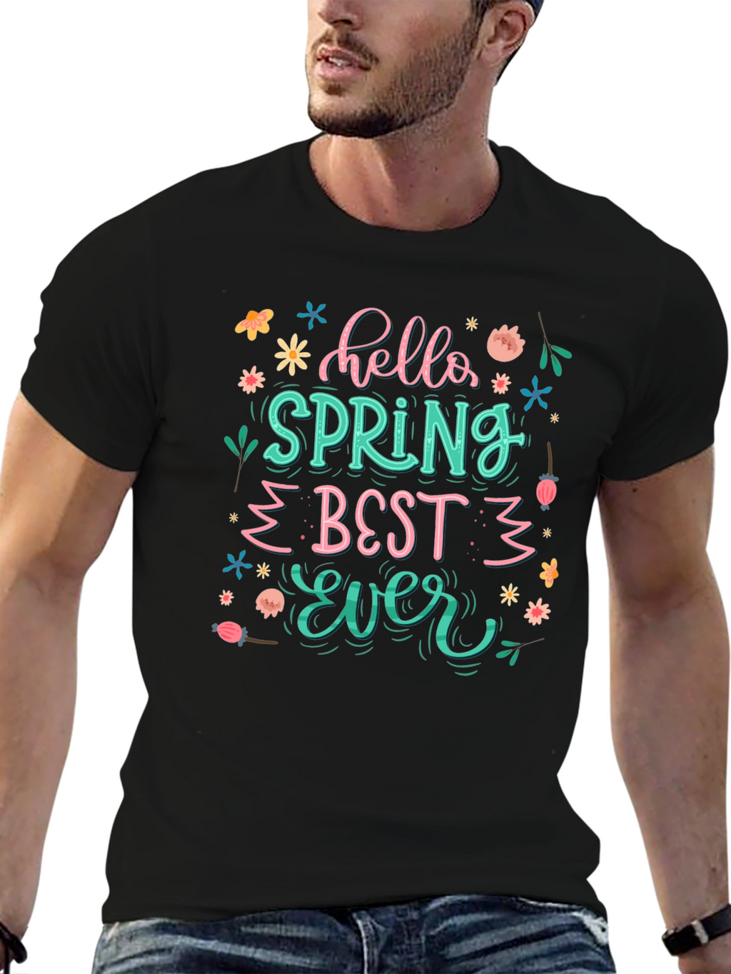Hello Spring Best Ever Black T-Shirt