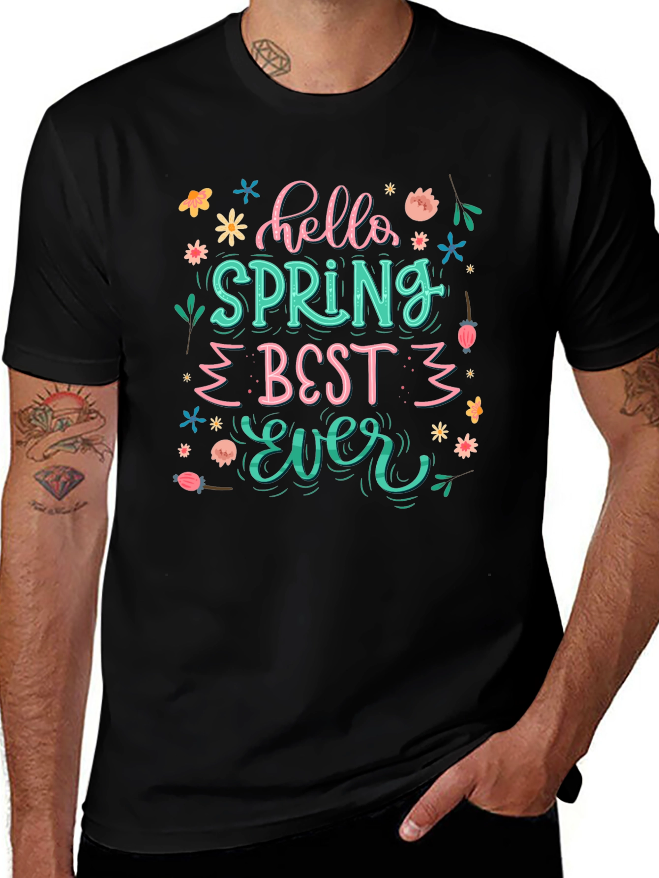 Hello Spring Best Ever Black T-Shirt