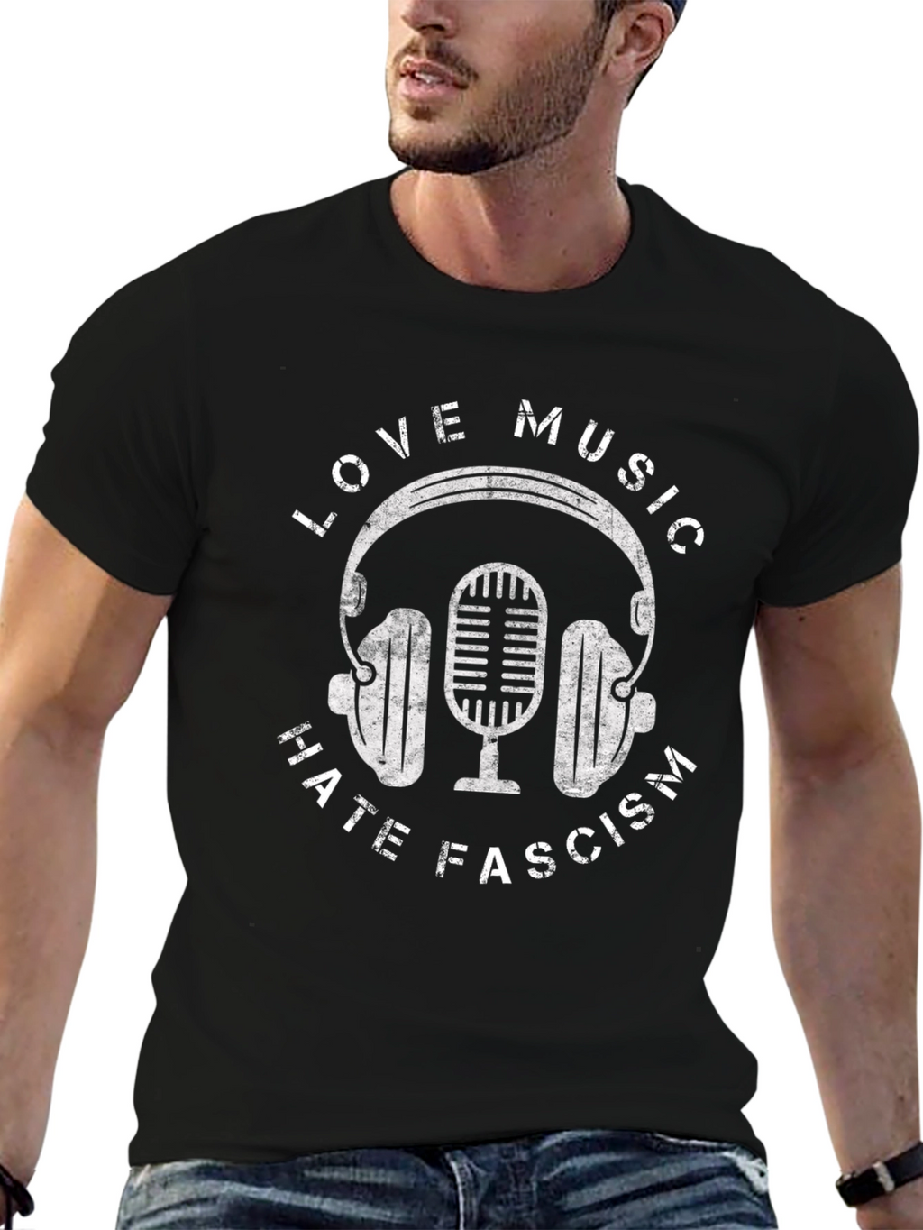 Love Music Hate Fascism Graphic Tee