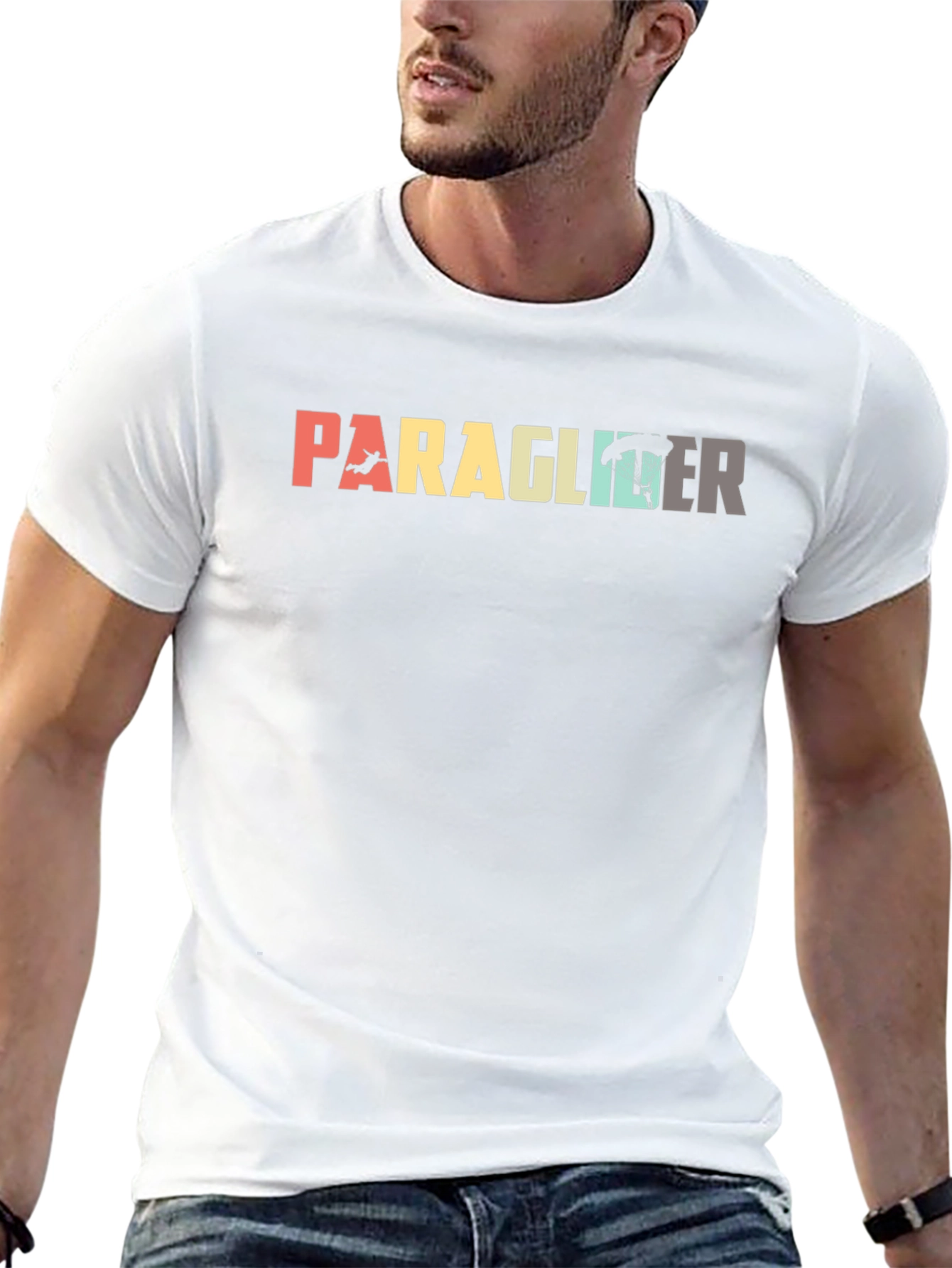 Paraglider Retro Style Black T-Shirt