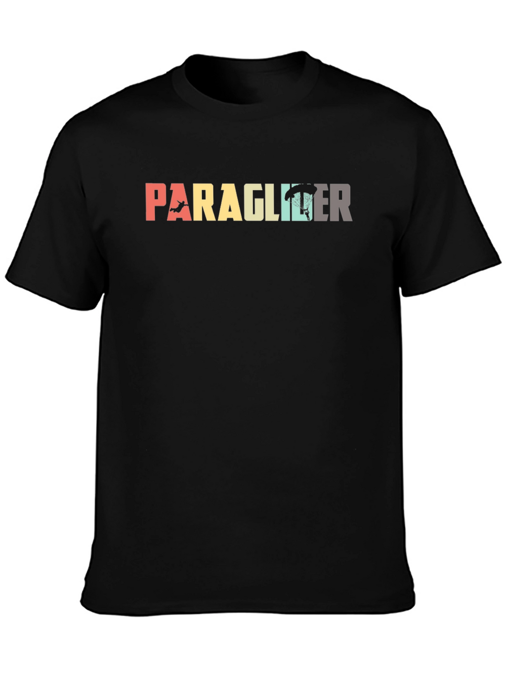Paraglider Retro Style Black T-Shirt