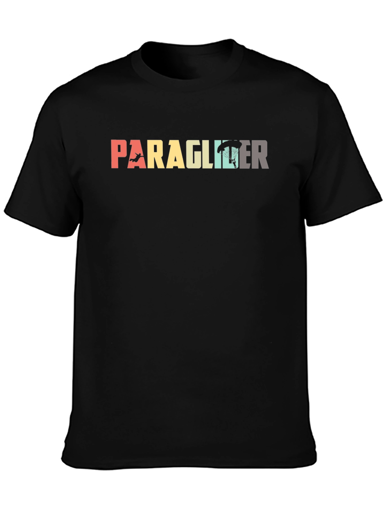 Paraglider Retro Style Black T-Shirt