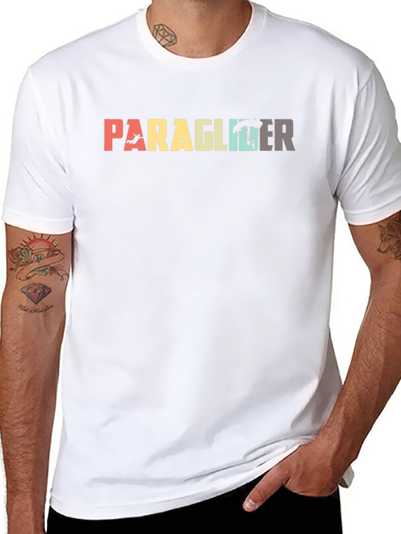 Paraglider Retro Style Black T-Shirt