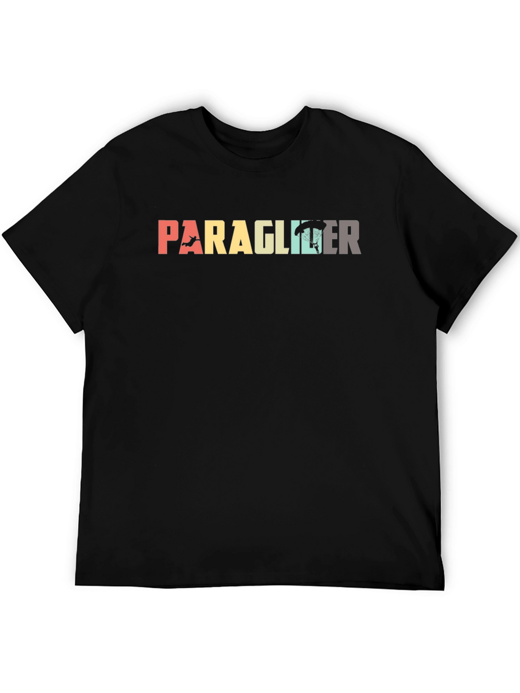 Paraglider Retro Style Black T-Shirt