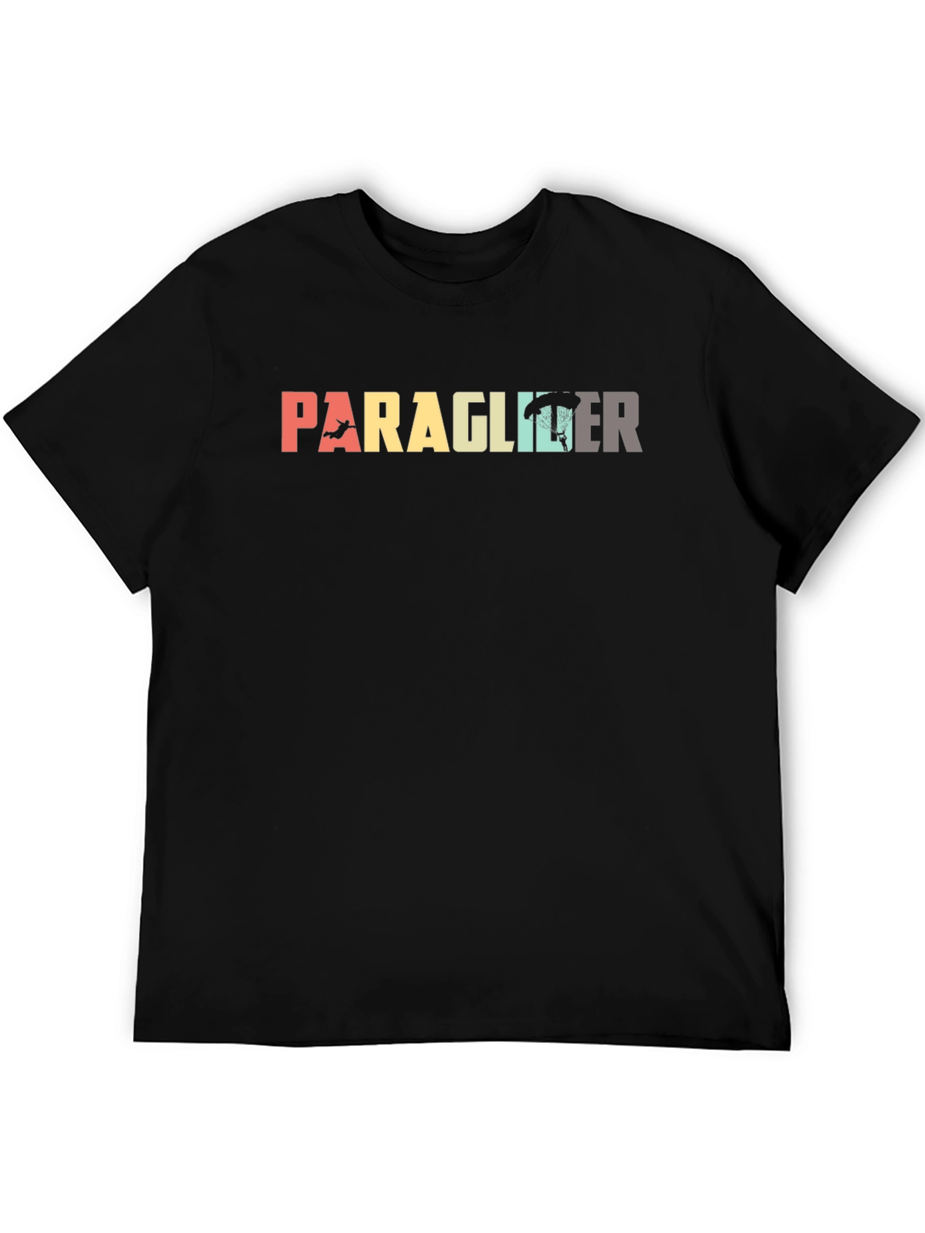Paraglider Retro Style Black T-Shirt