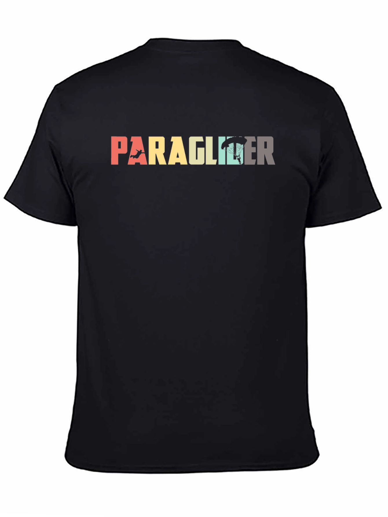 Paraglider Retro Style Black T-Shirt