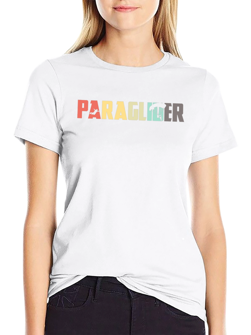 Paraglider Retro Style Black T-Shirt