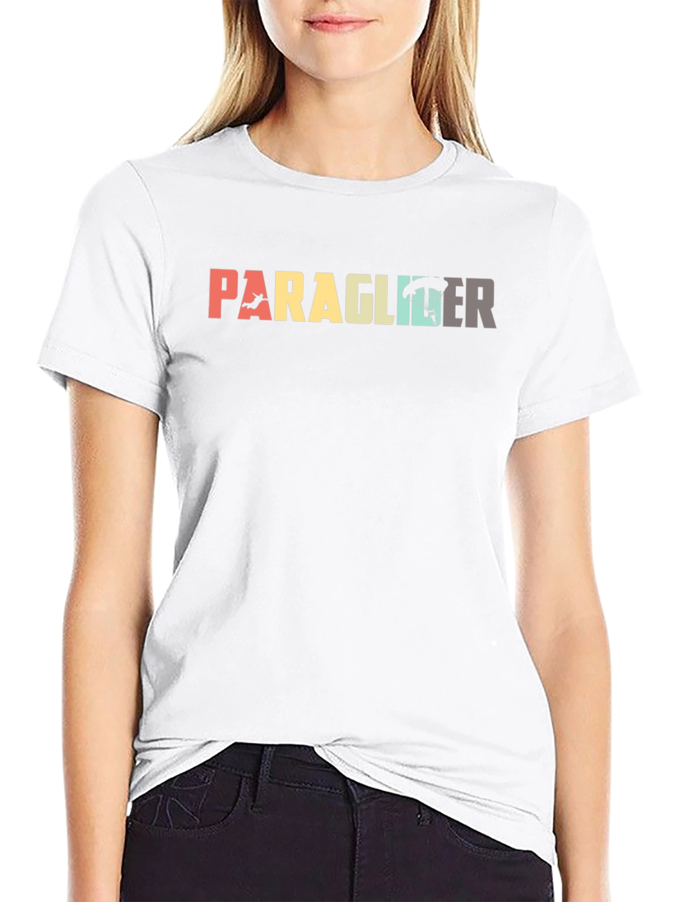 Paraglider Retro Style Black T-Shirt