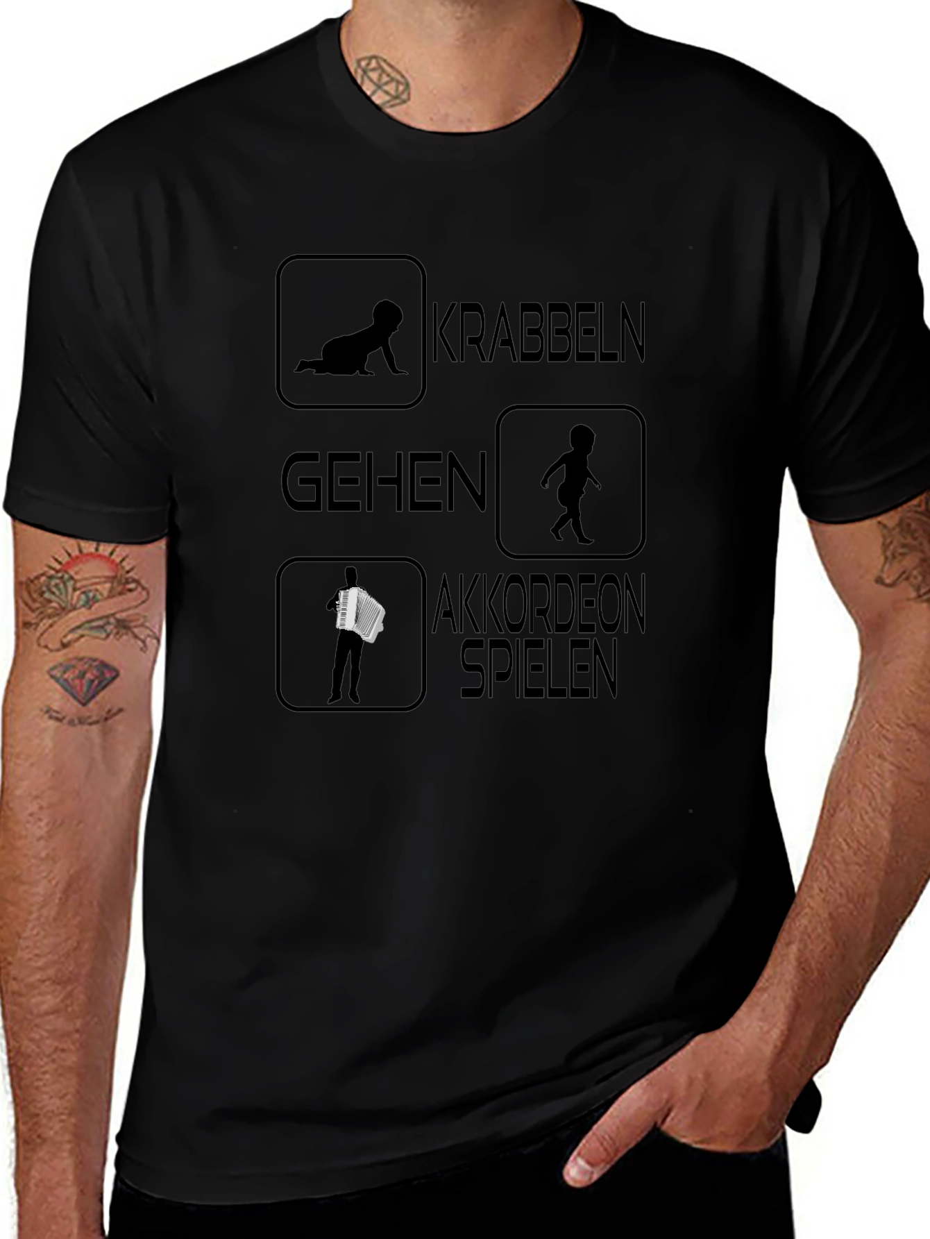 Accordion Player Black T-Shirt