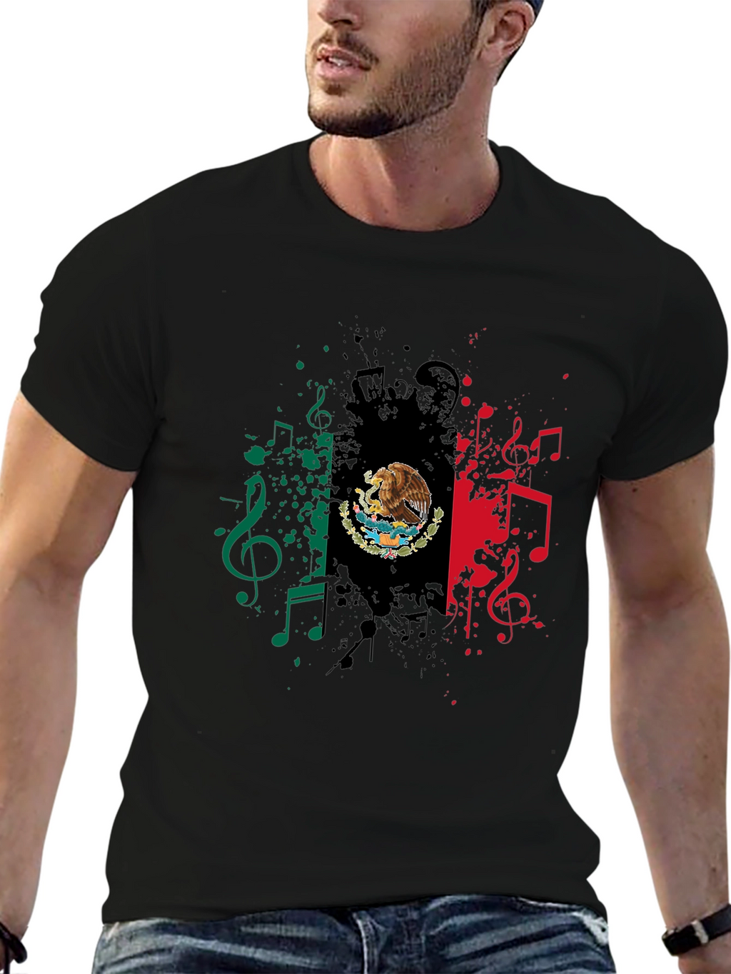 Mexican Flag Music Note Graphic Tee