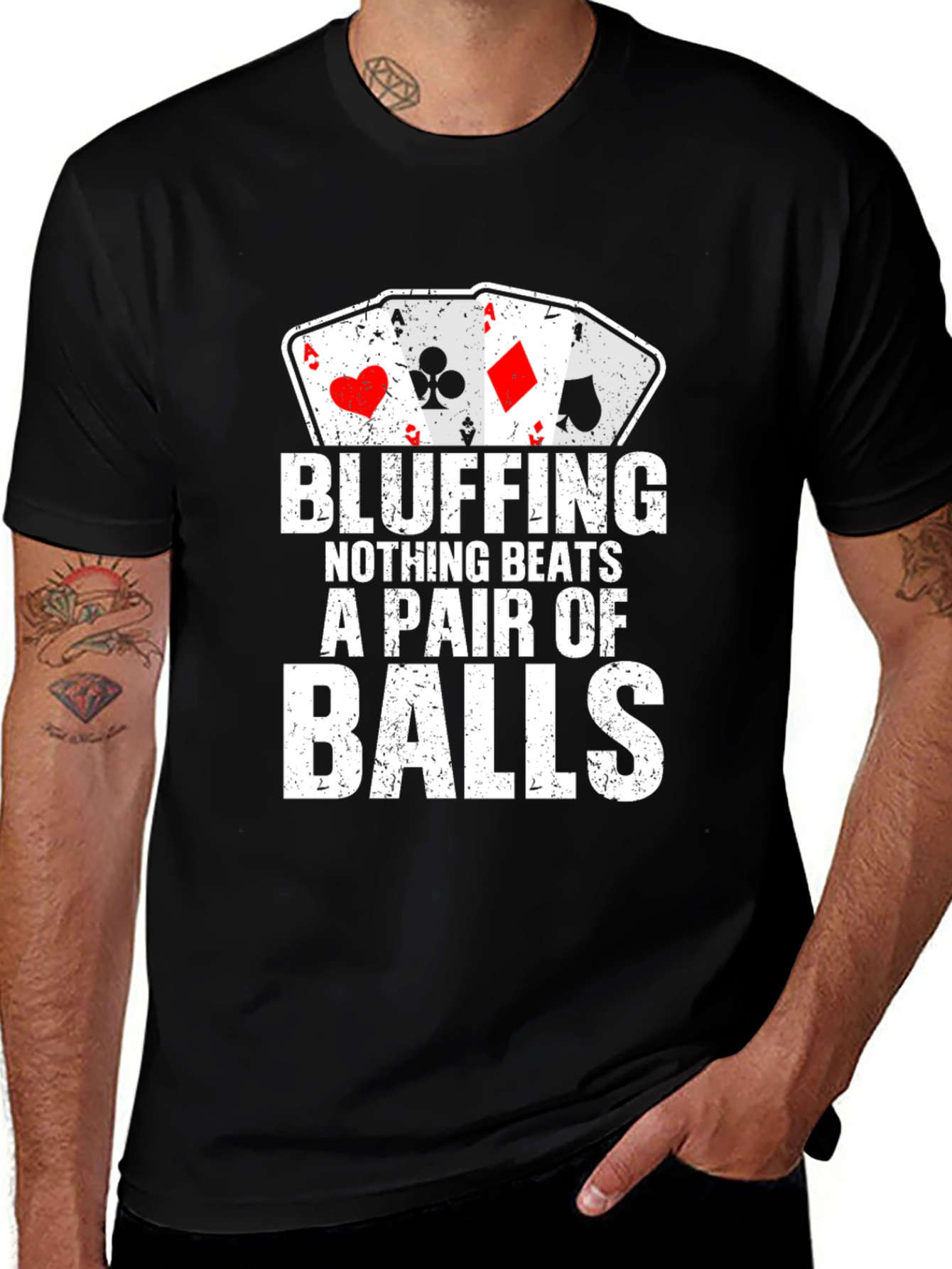 Bluffing Poker T-Shirt - Nothing Beats A Pair Of Balls