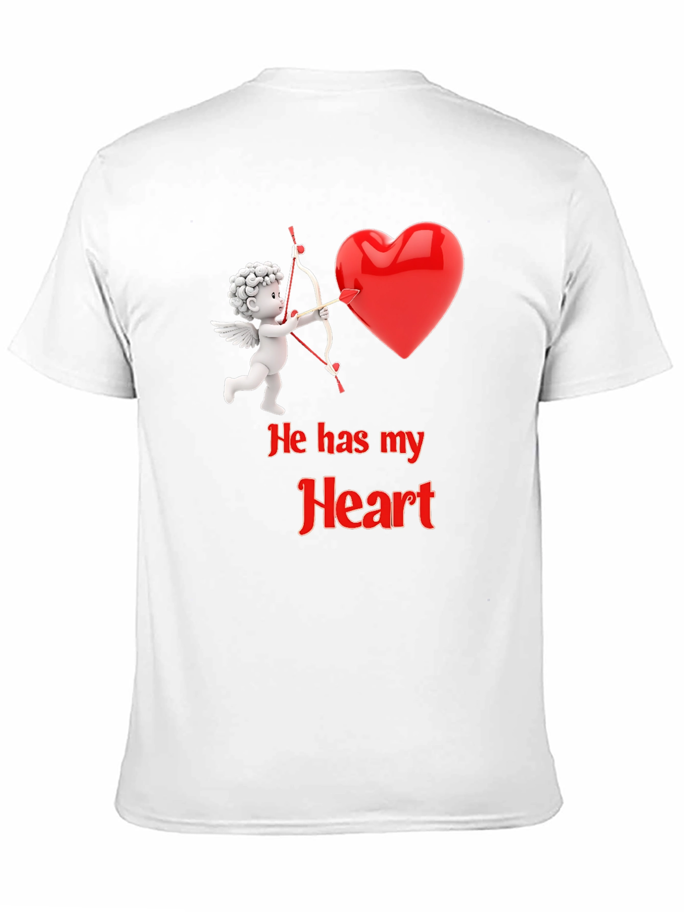 He Has My Heart Cupid Valentines T-Shirt
