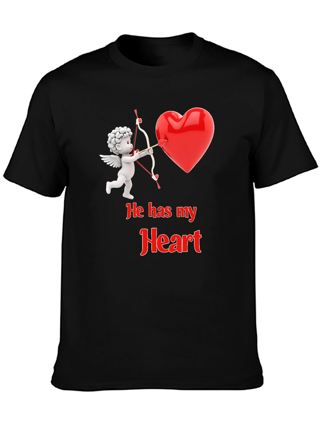 He Has My Heart Cupid Valentines T-Shirt