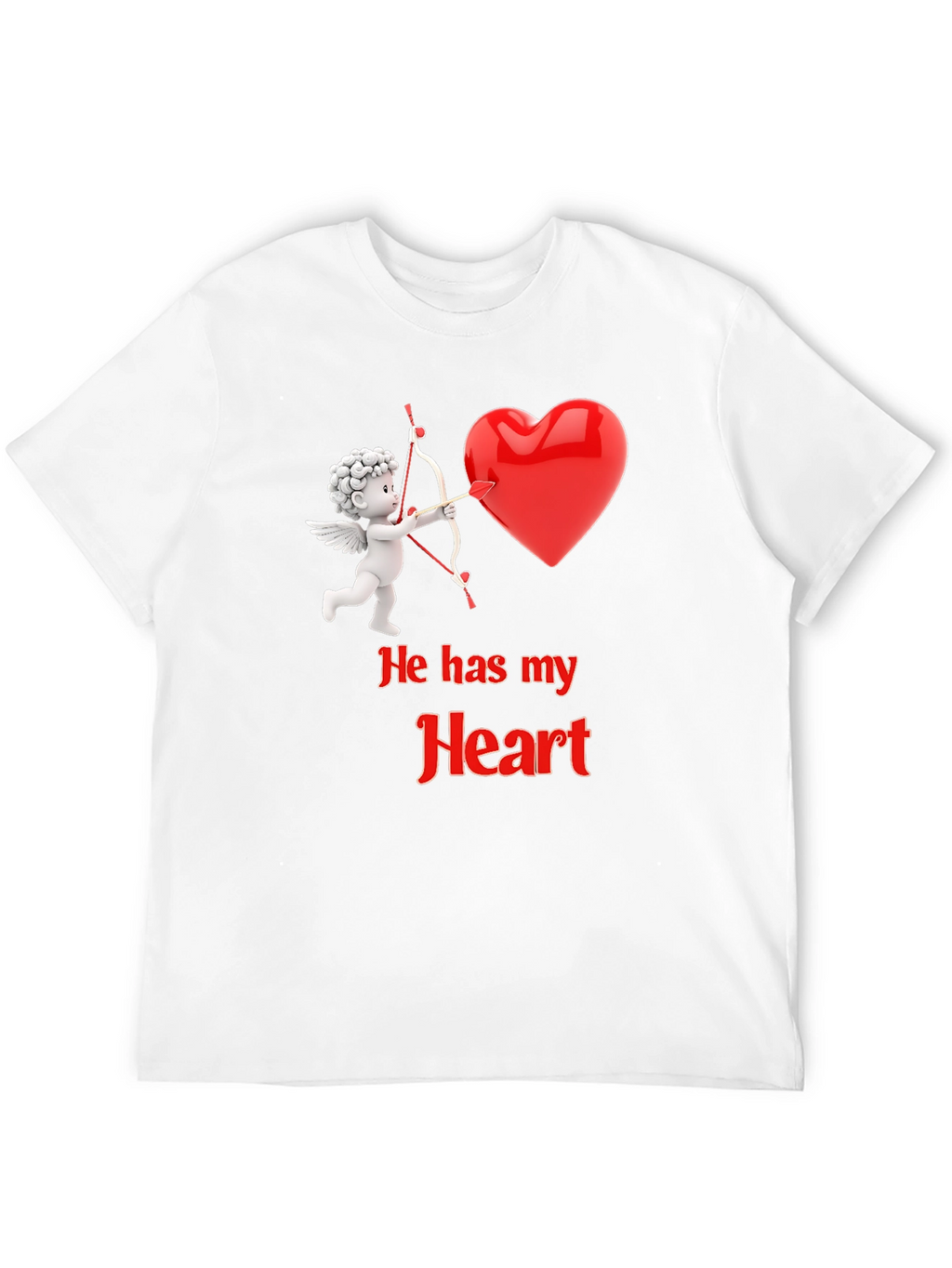 He Has My Heart Cupid Valentines T-Shirt