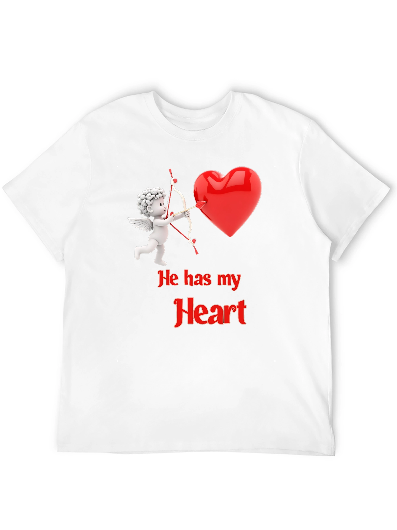 He Has My Heart Cupid Valentines T-Shirt