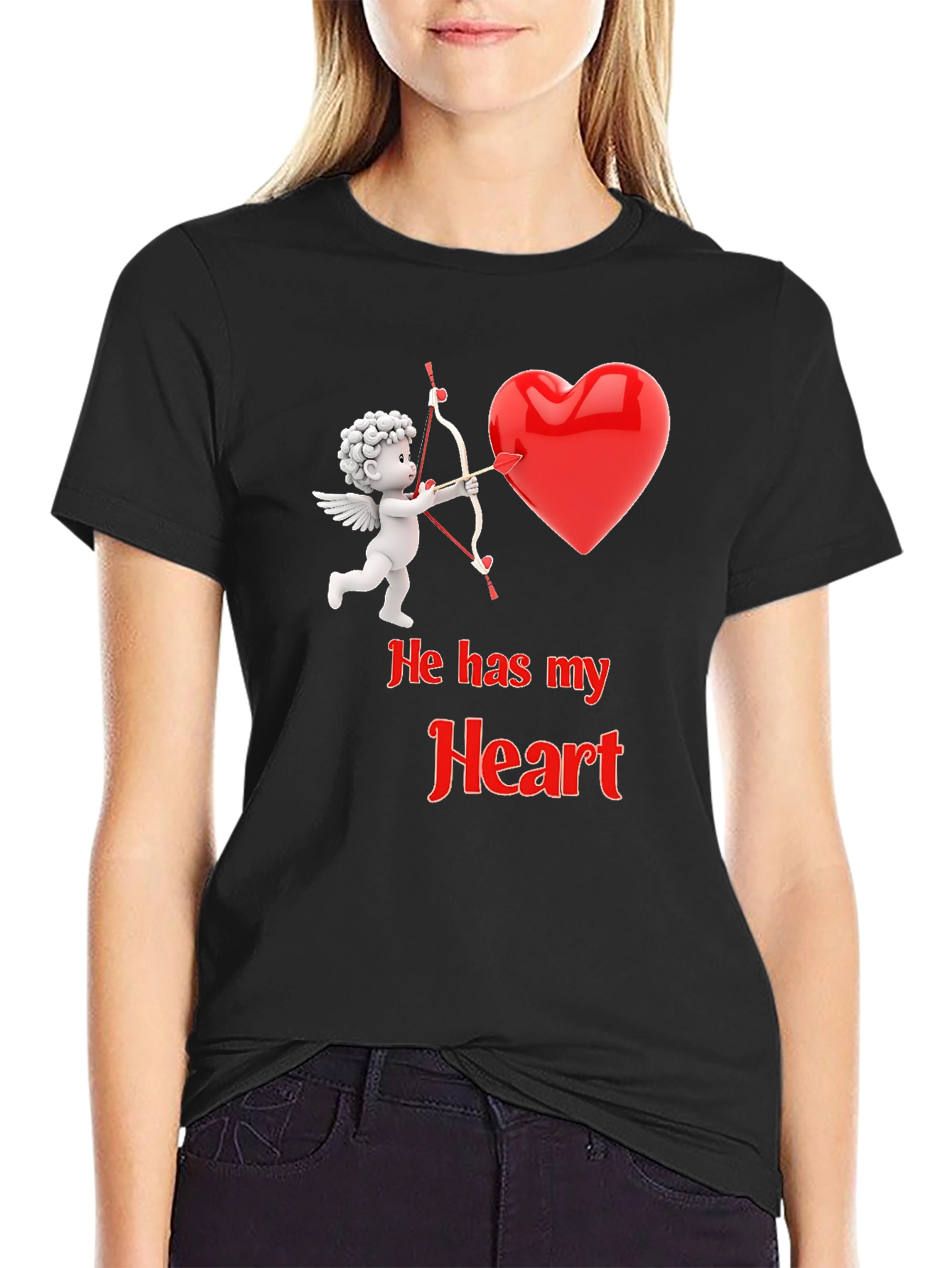 He Has My Heart Cupid Valentines T-Shirt
