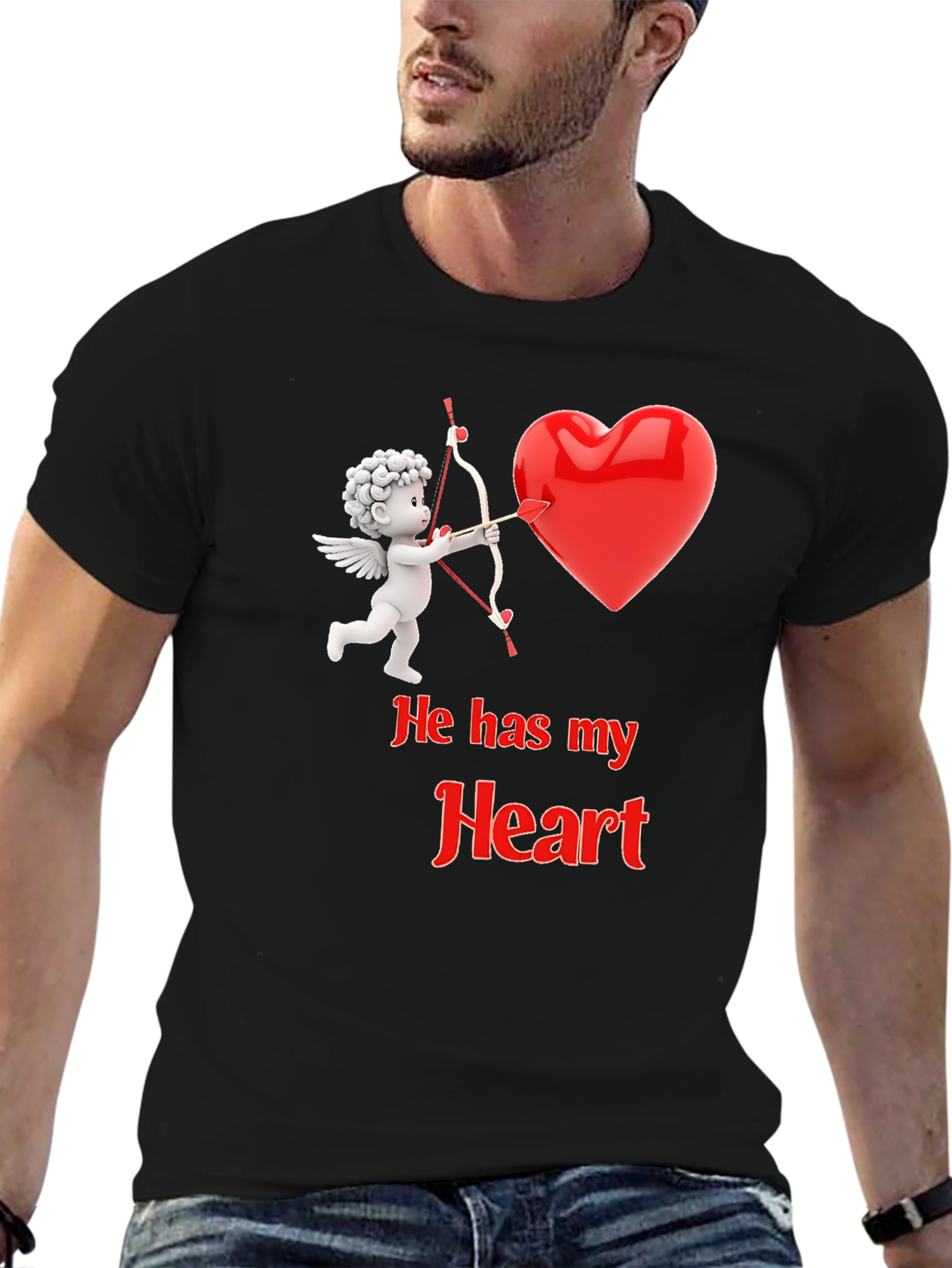 He Has My Heart Cupid Valentines T-Shirt