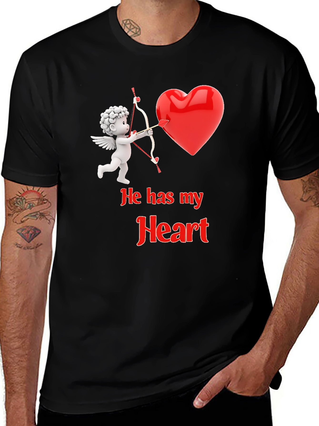 He Has My Heart Cupid Valentines T-Shirt