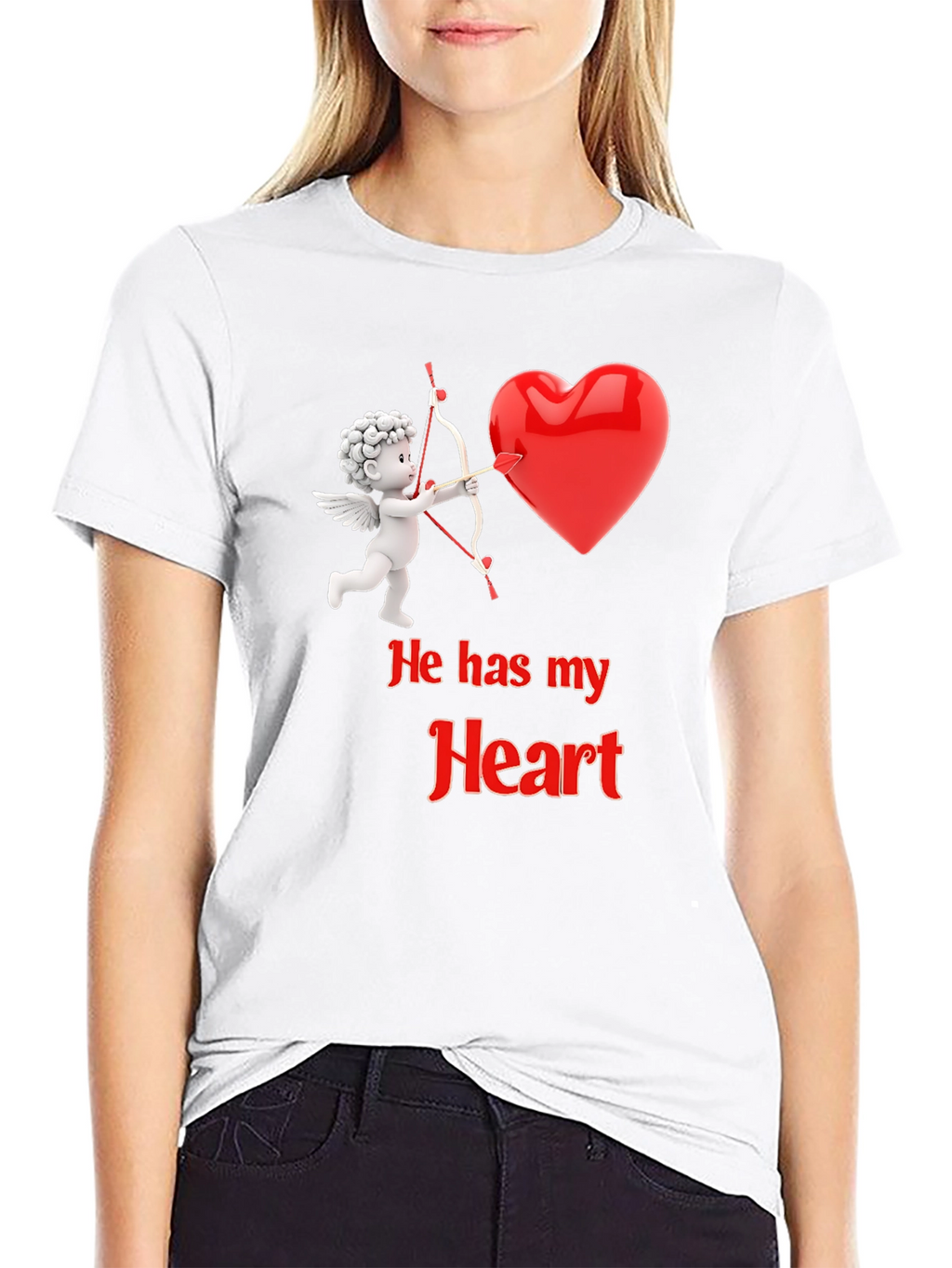 He Has My Heart Cupid Valentines T-Shirt