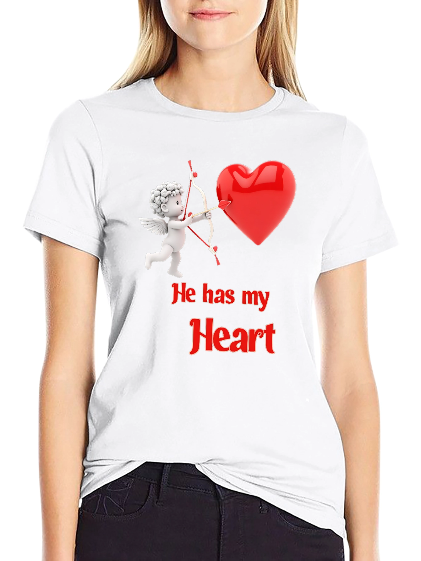 He Has My Heart Cupid Valentines T-Shirt