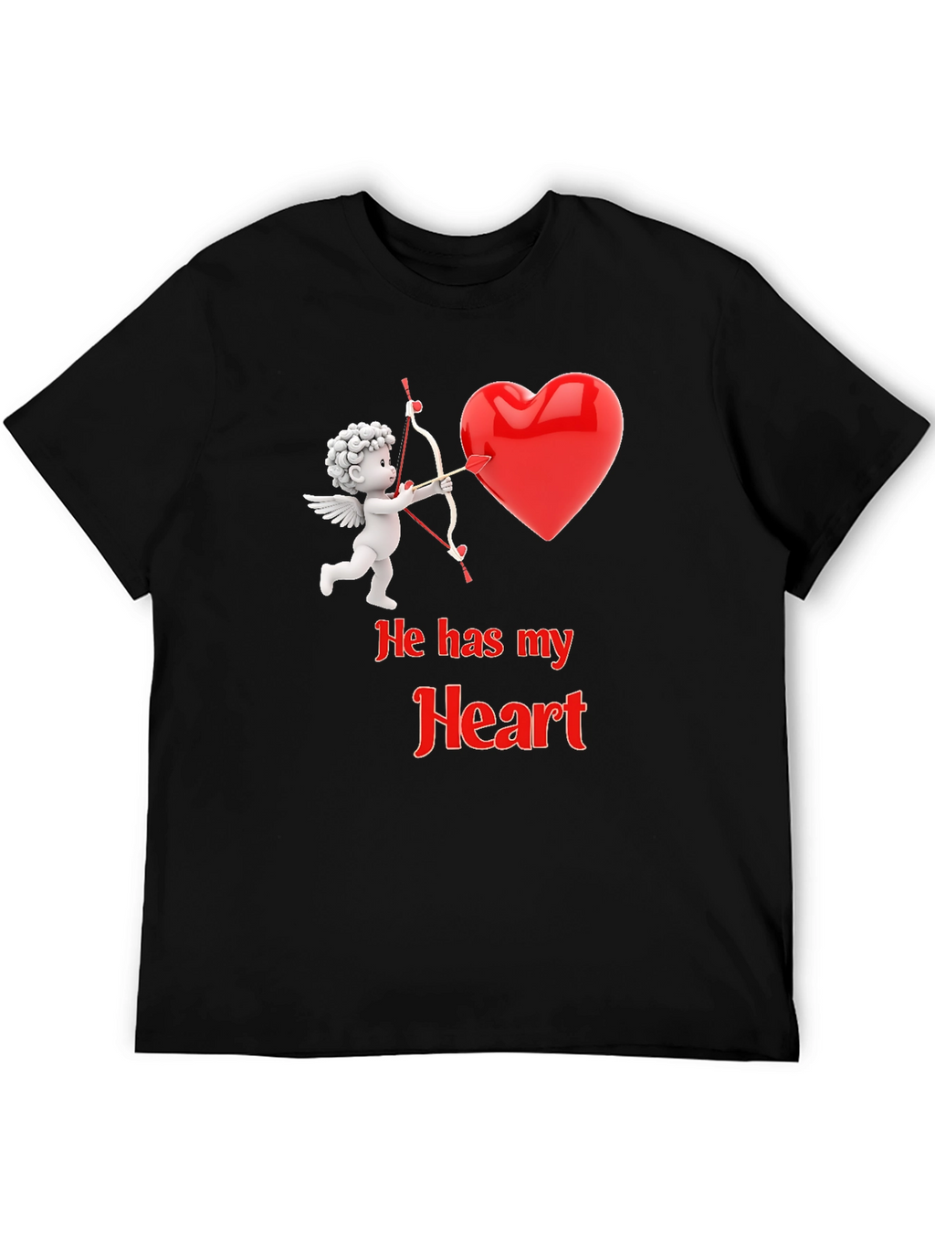 He Has My Heart Cupid Valentines T-Shirt