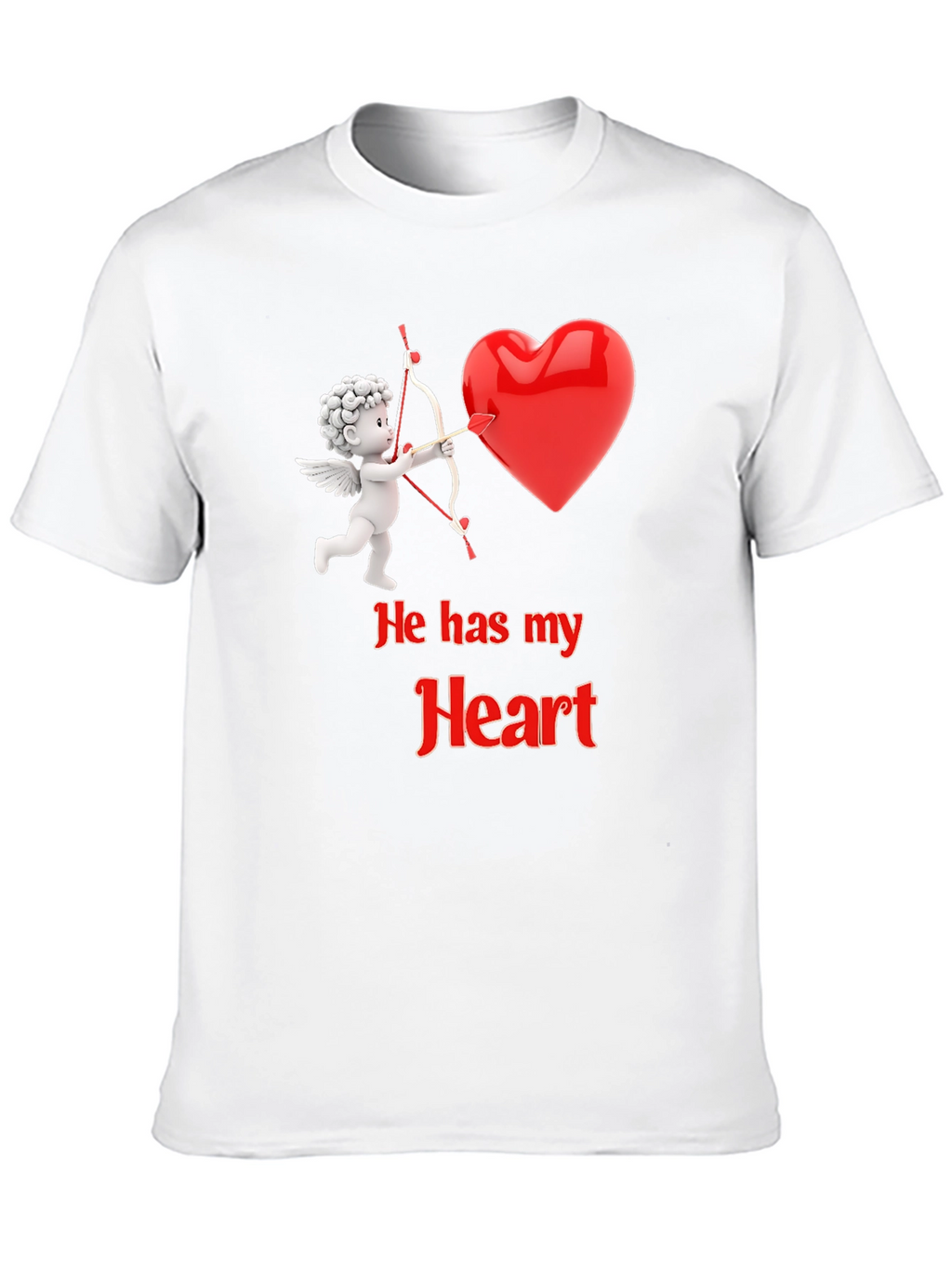 He Has My Heart Cupid Valentines T-Shirt
