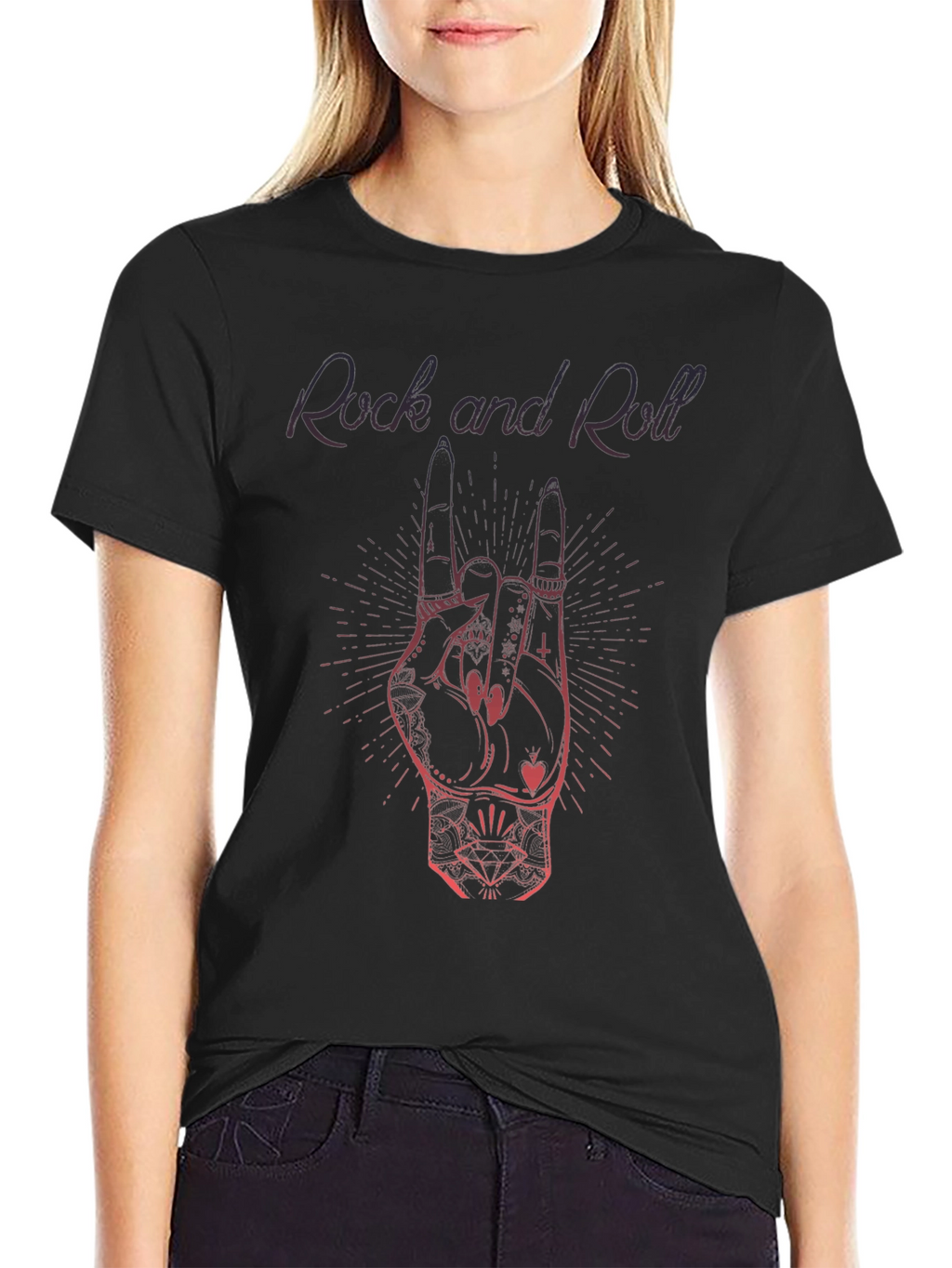 Rock and Roll Hand Sign T-Shirt - Black