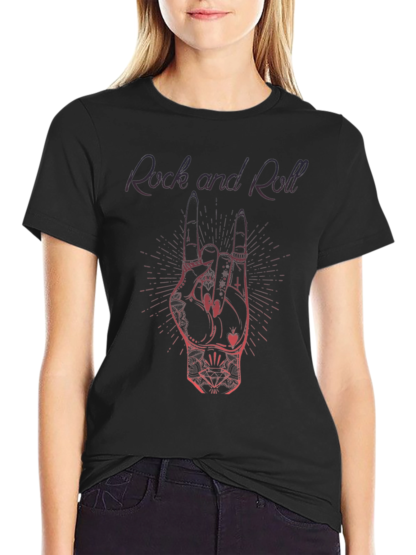 Rock and Roll Hand Sign T-Shirt - Black