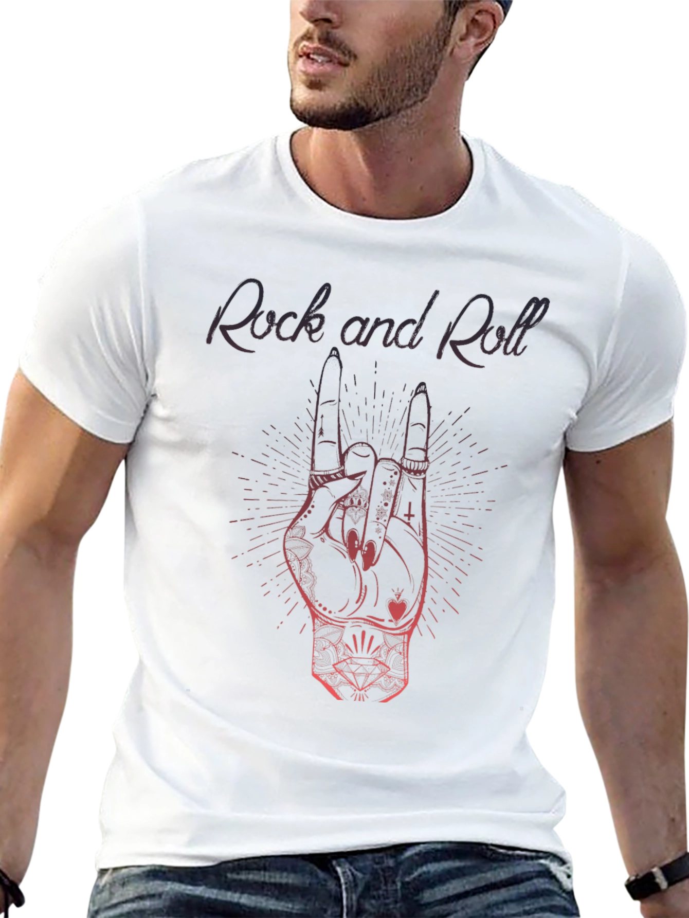 Rock and Roll Hand Sign T-Shirt - Black