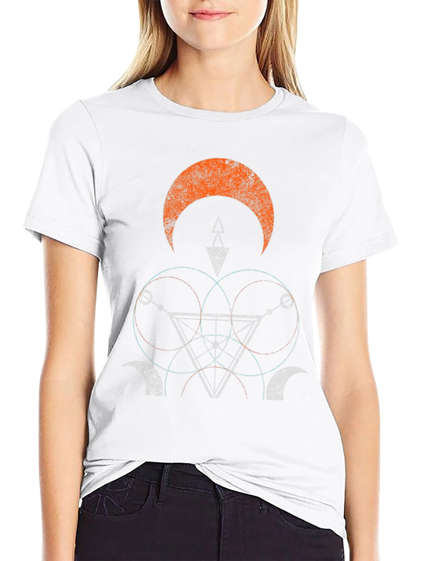 Geometric Graphic Print Black Tee