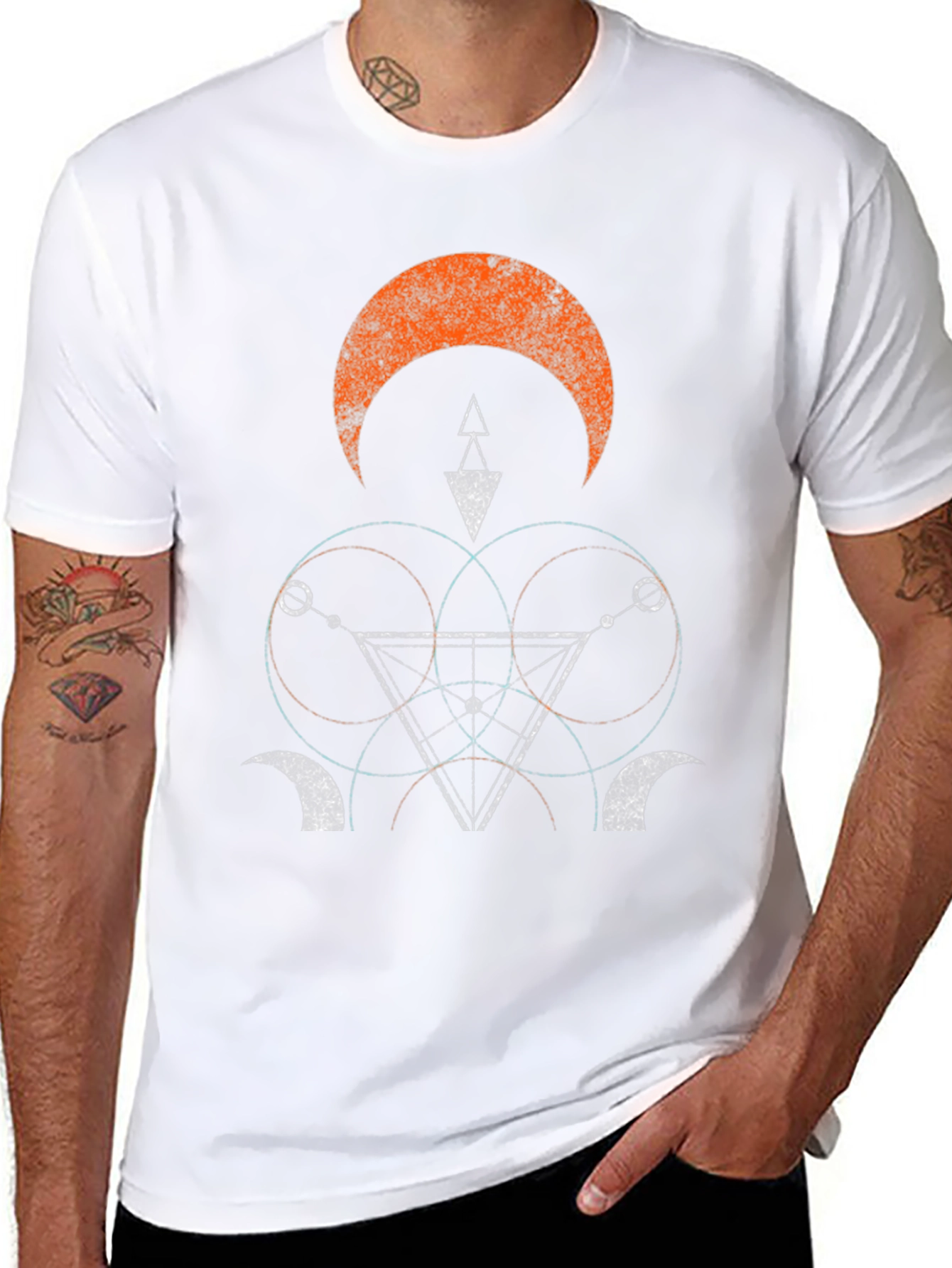 Geometric Graphic Print Black Tee