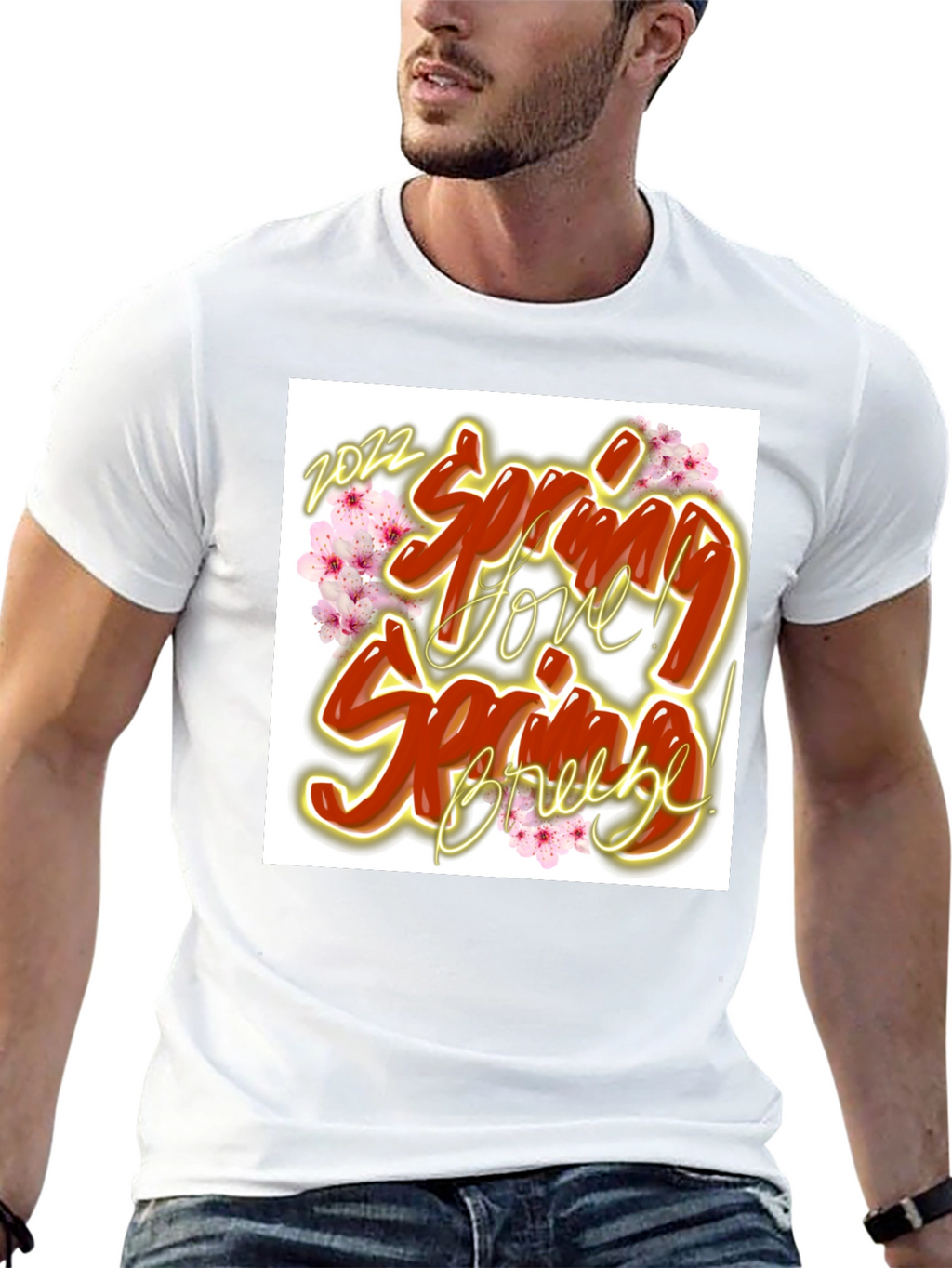 Spring Love Breeze Black Graphic T-Shirt