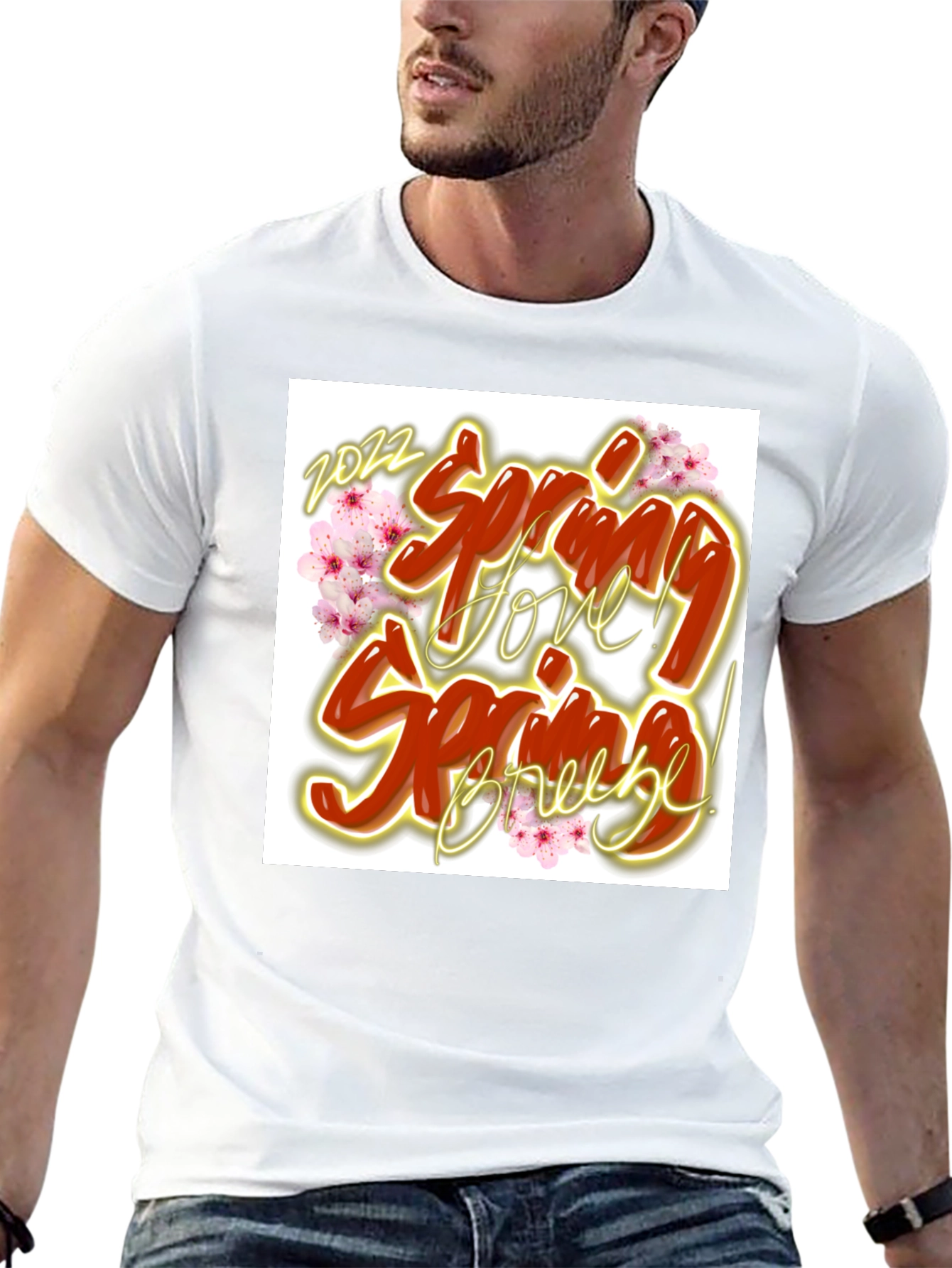 Spring Love Breeze Black Graphic T-Shirt