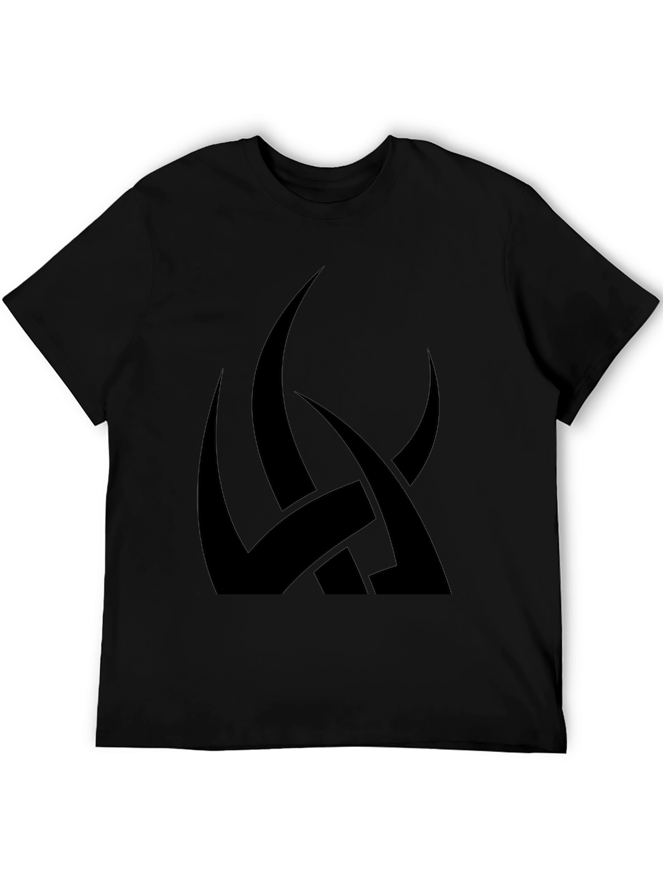 Mens Black Graphic Tee - Abstract Tribal Design