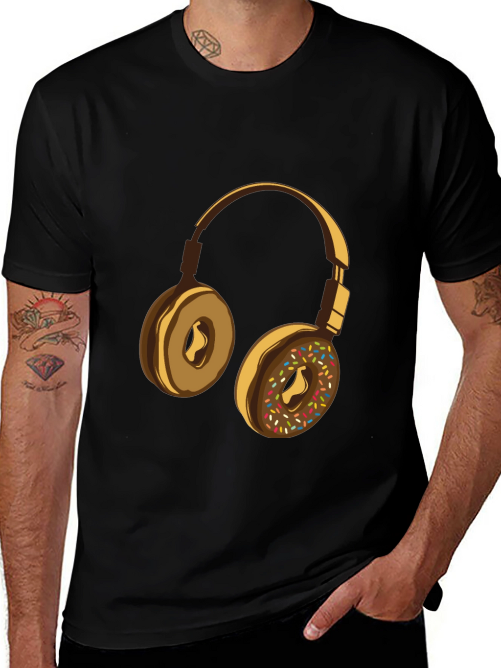 Donut Headphones Graphic Tee - Music Lovers Shirt