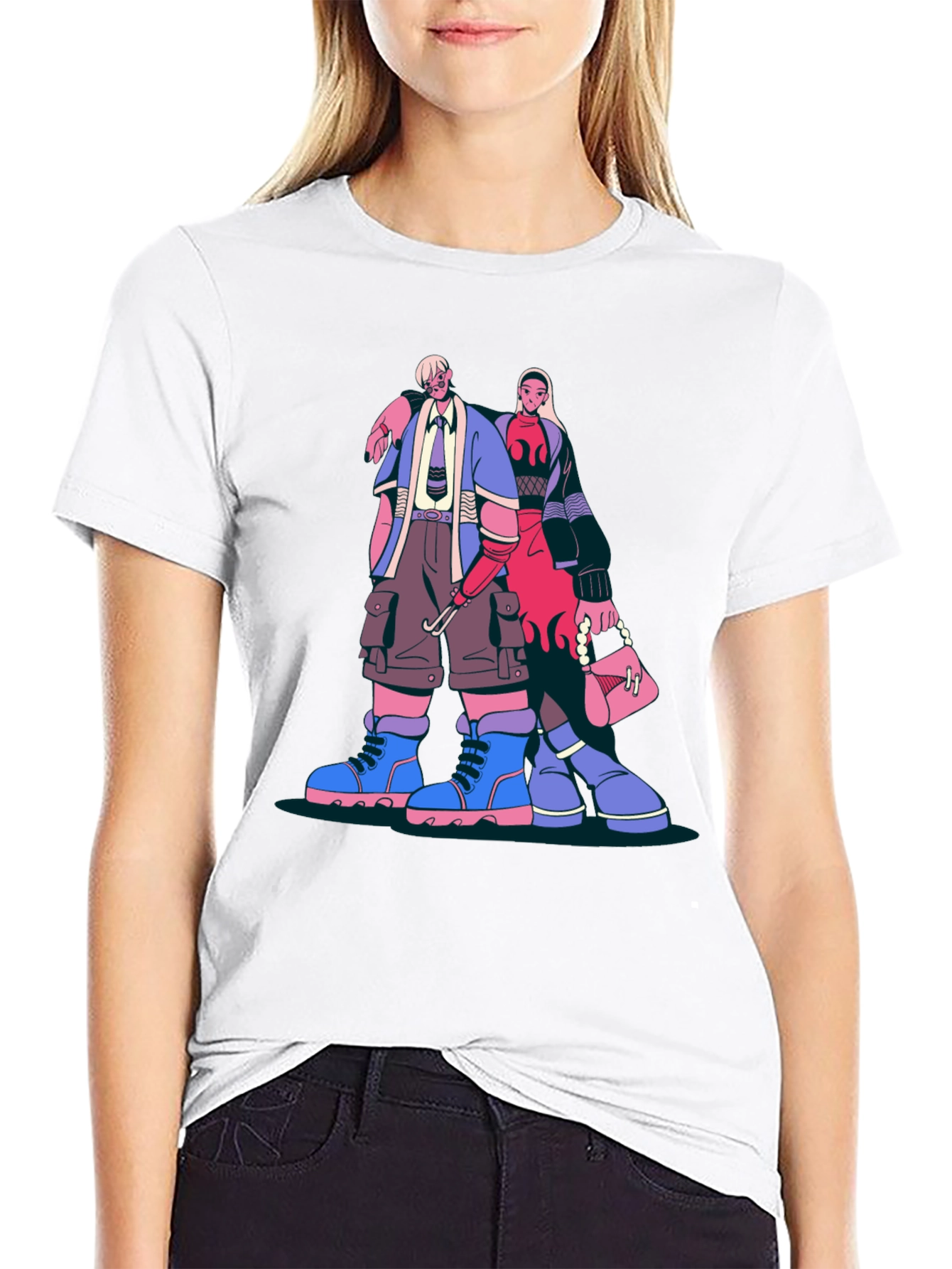 Trendy Cartoon Graphic Print Black T-Shirt