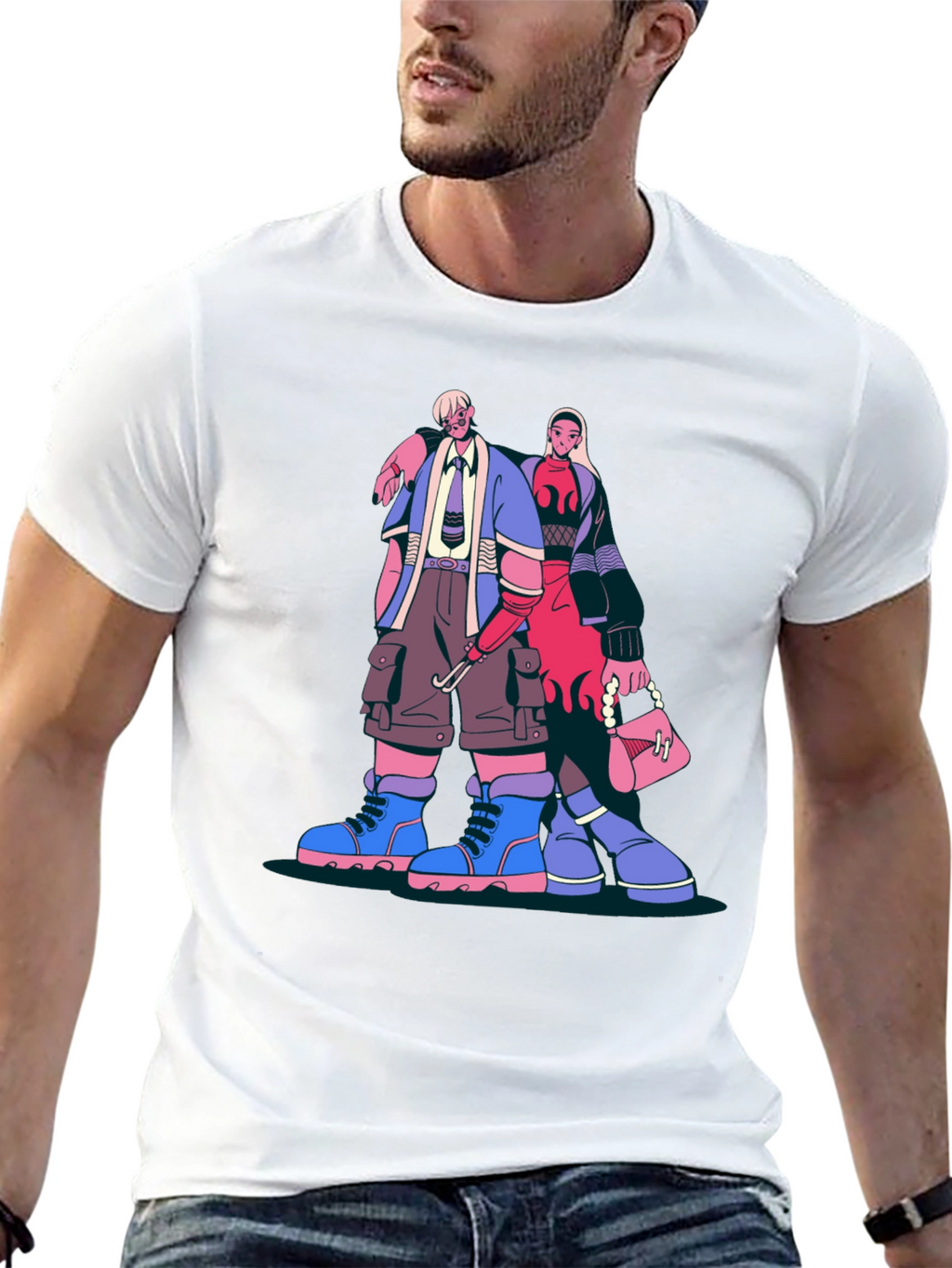 Trendy Cartoon Graphic Print Black T-Shirt