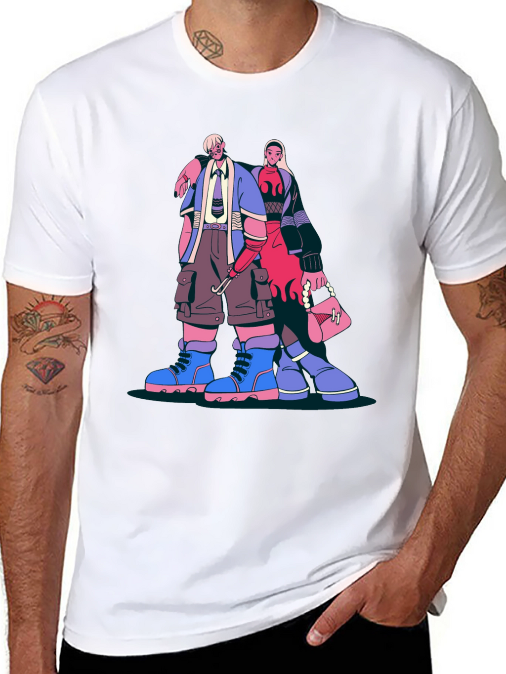 Trendy Cartoon Graphic Print Black T-Shirt