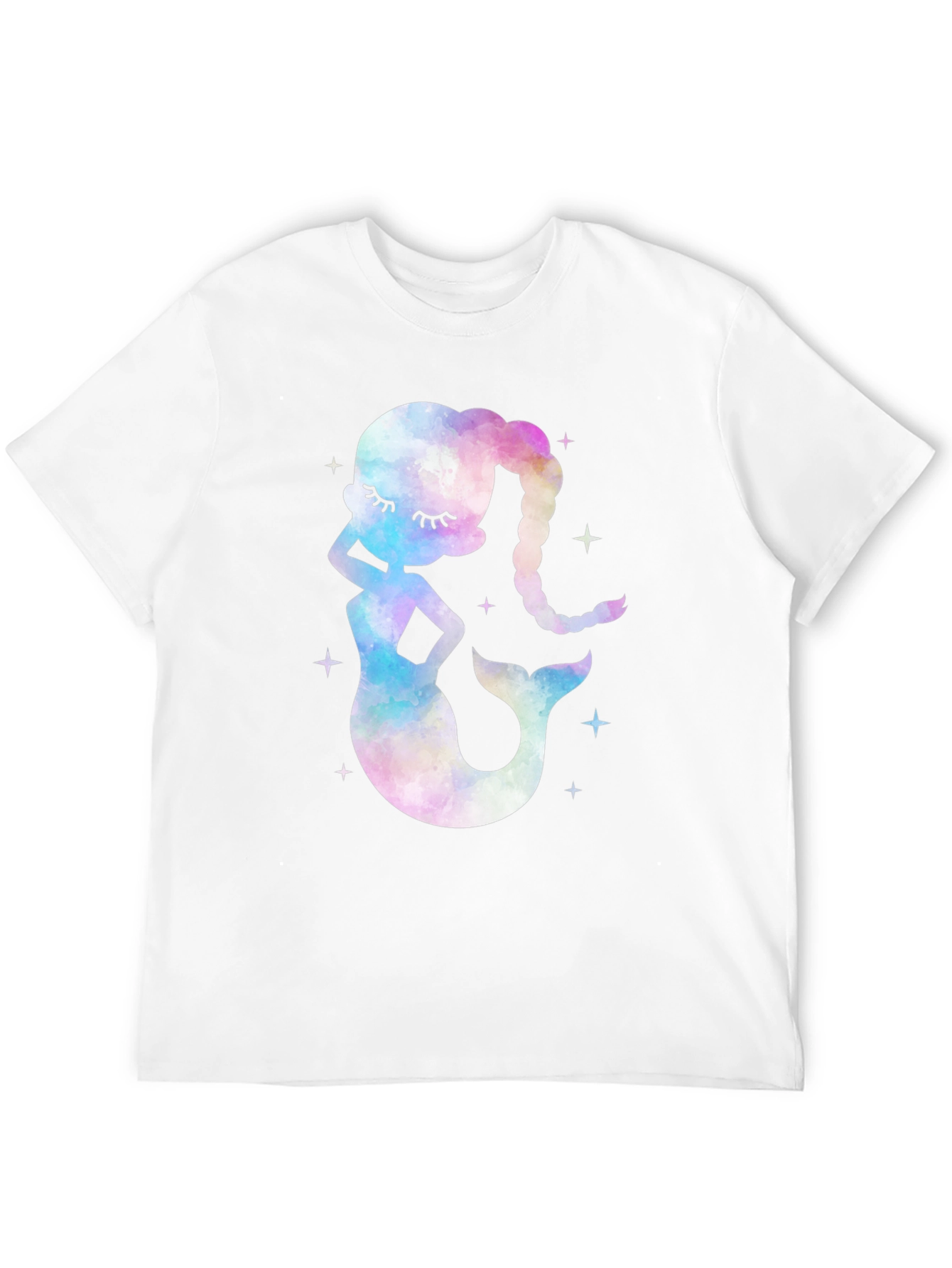 Watercolor Mermaid Graphic Tee - Black