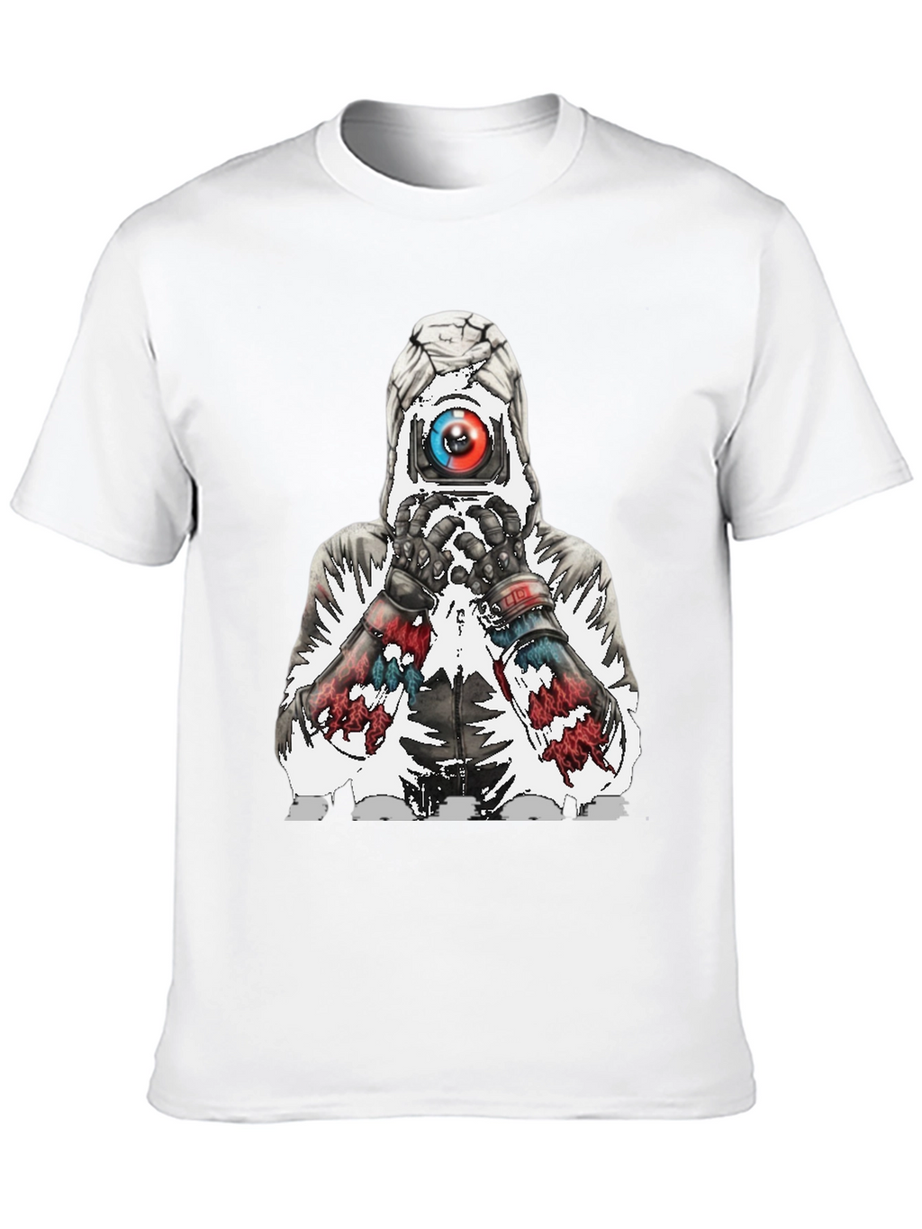 Abstract Robot Graphic Tee - Black Cotton Blend