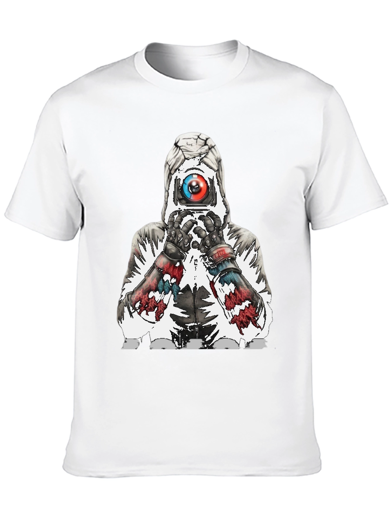 Abstract Robot Graphic Tee - Black Cotton Blend