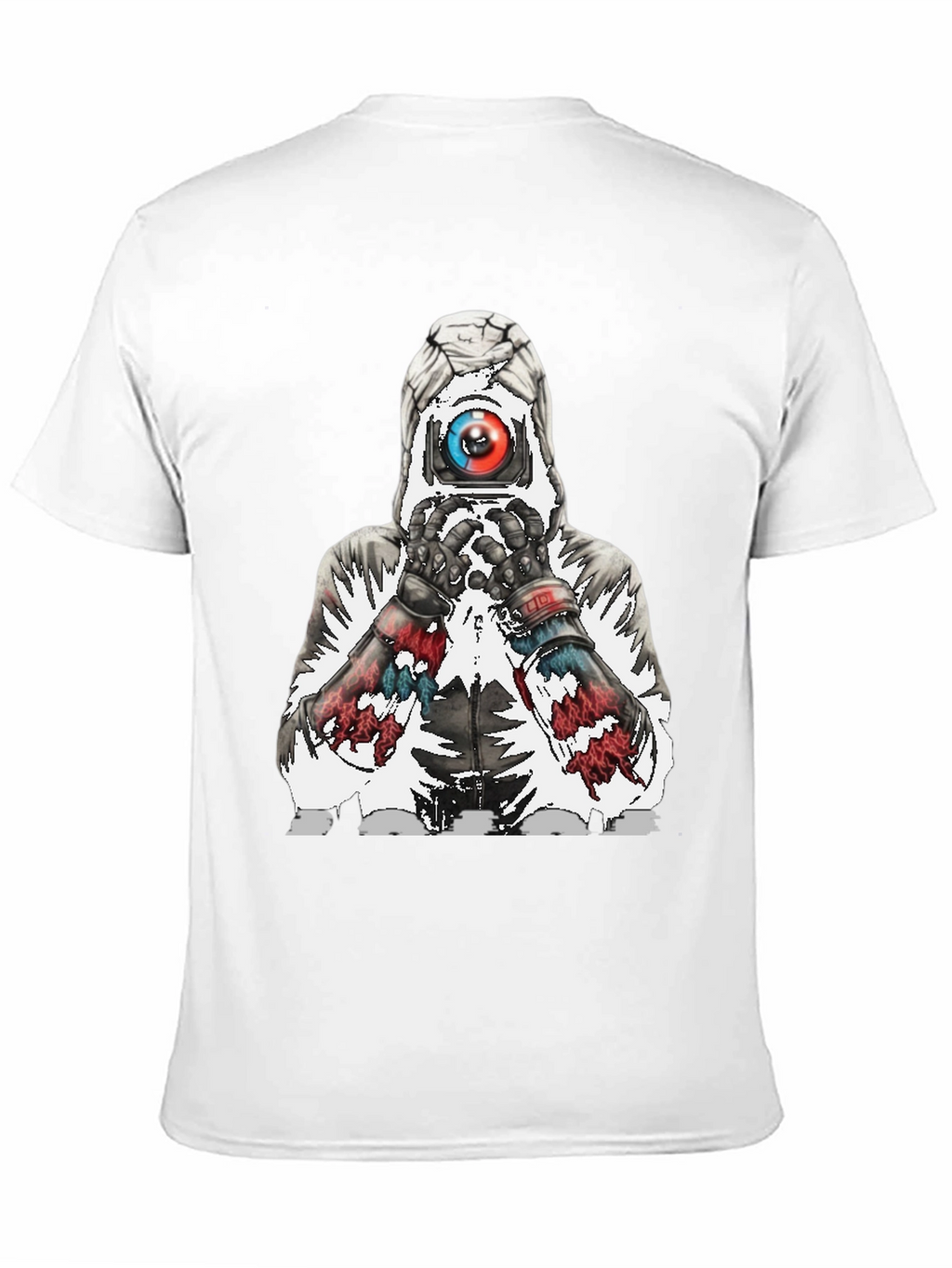 Abstract Robot Graphic Tee - Black Cotton Blend