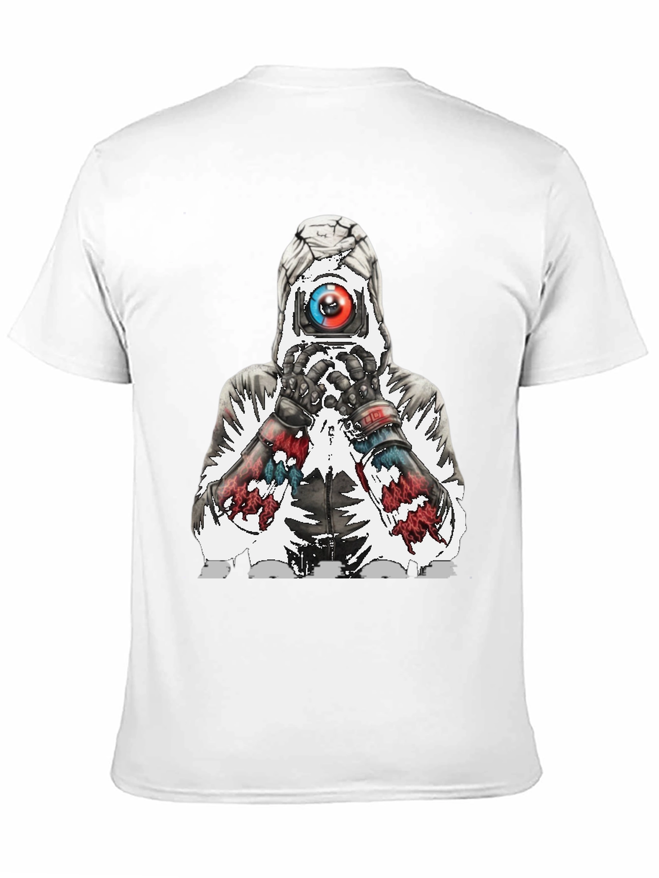 Abstract Robot Graphic Tee - Black Cotton Blend