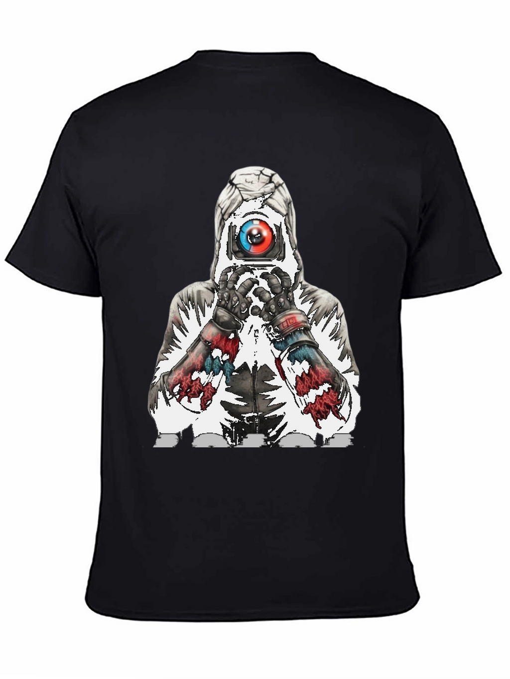 Abstract Robot Graphic Tee - Black Cotton Blend
