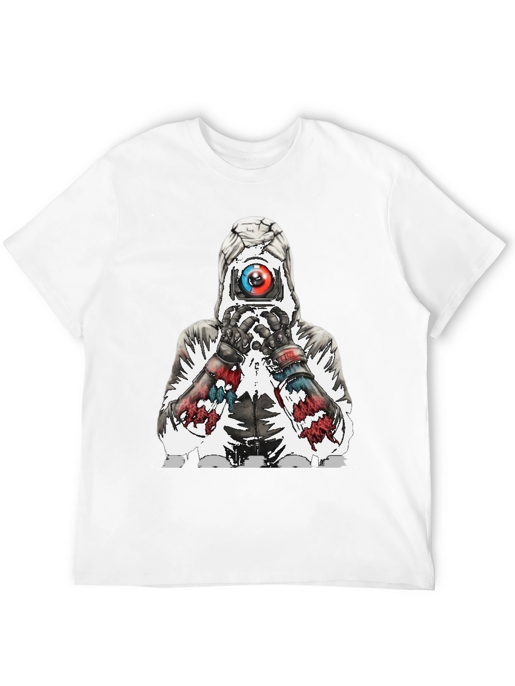 Abstract Robot Graphic Tee - Black Cotton Blend
