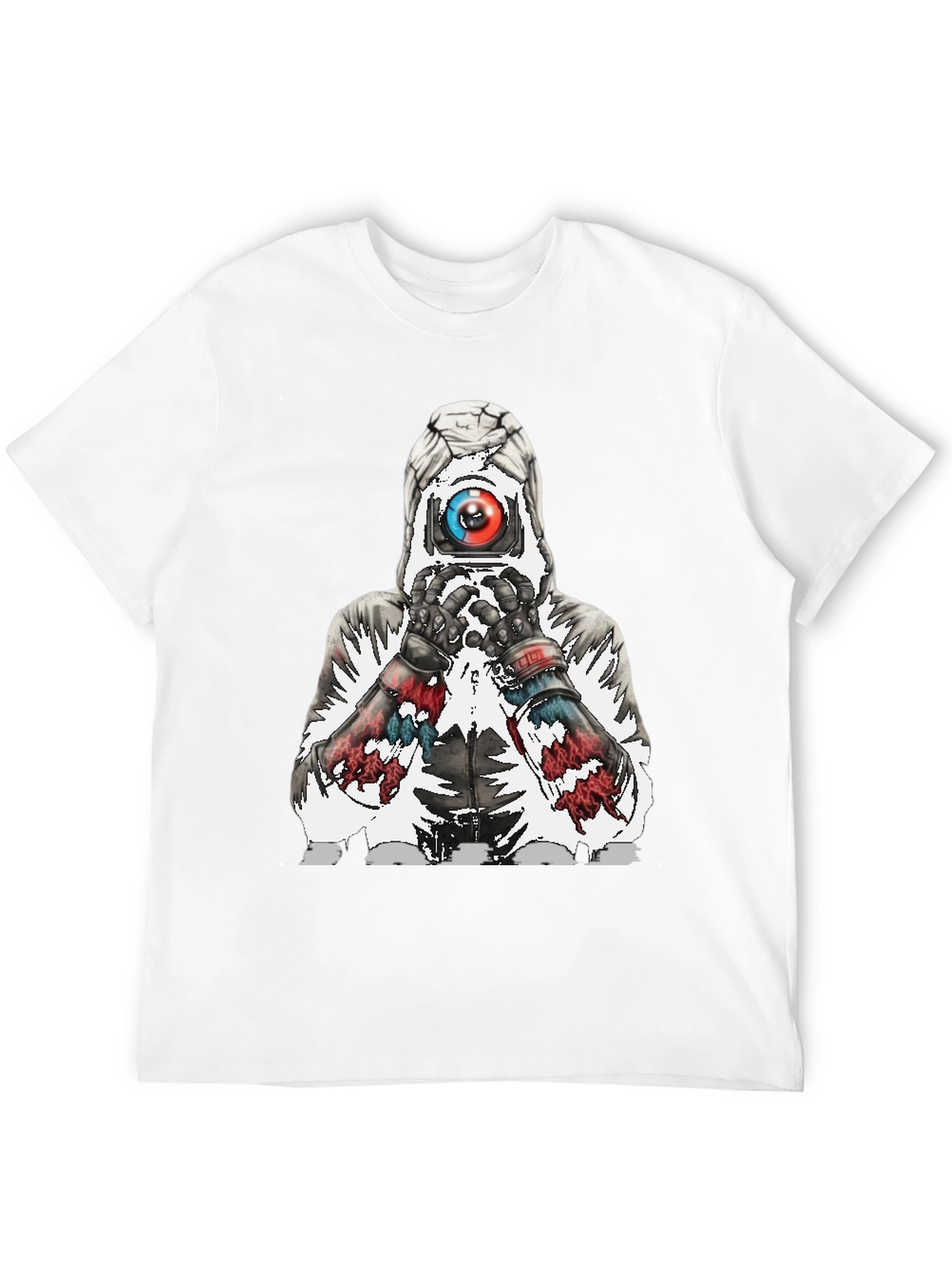 Abstract Robot Graphic Tee - Black Cotton Blend