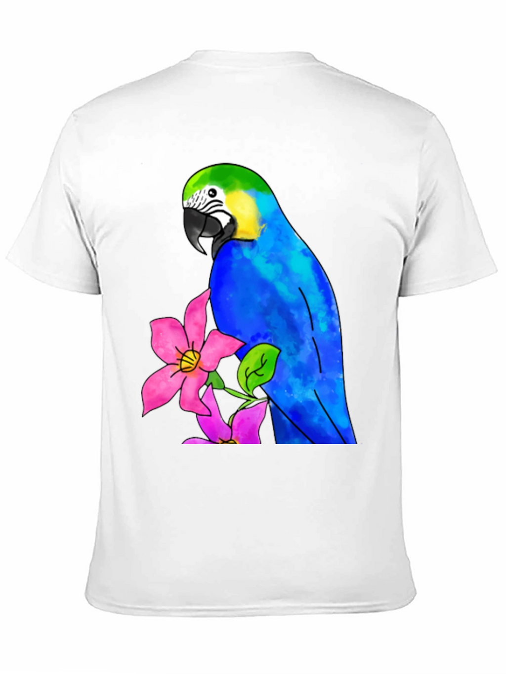Parrot & Flower Graphic Black T-Shirt